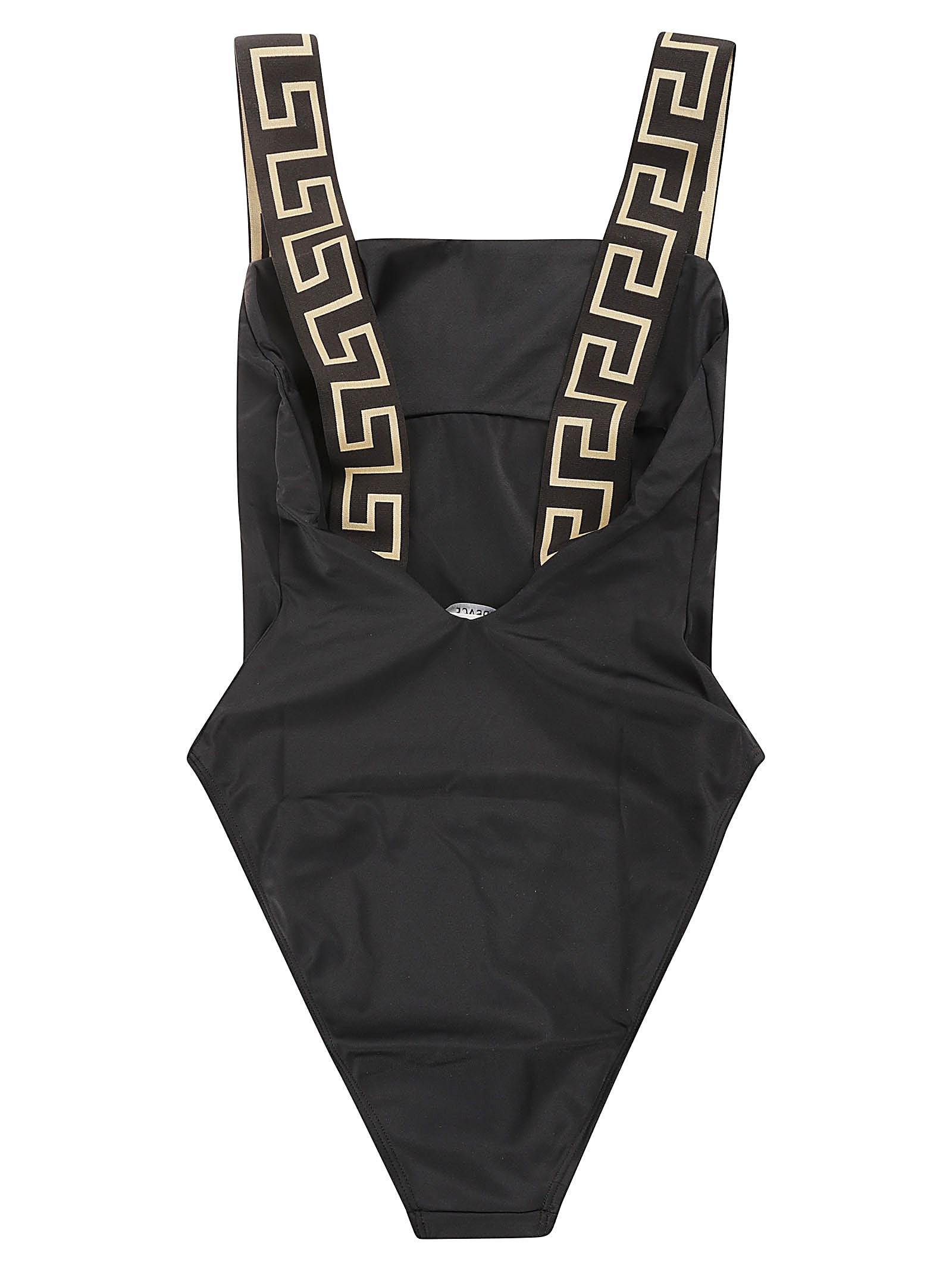 Shop Versace Logo Shoulder Strap One-piece Swimsuit In Black