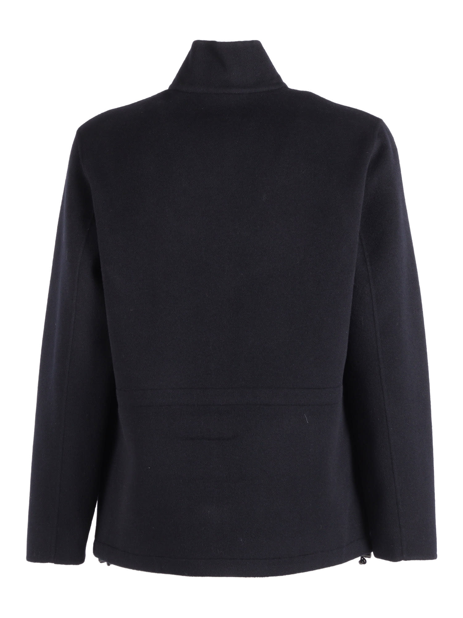 Aspesi Structured Front Zipper Jacket With Stand Collar In Black