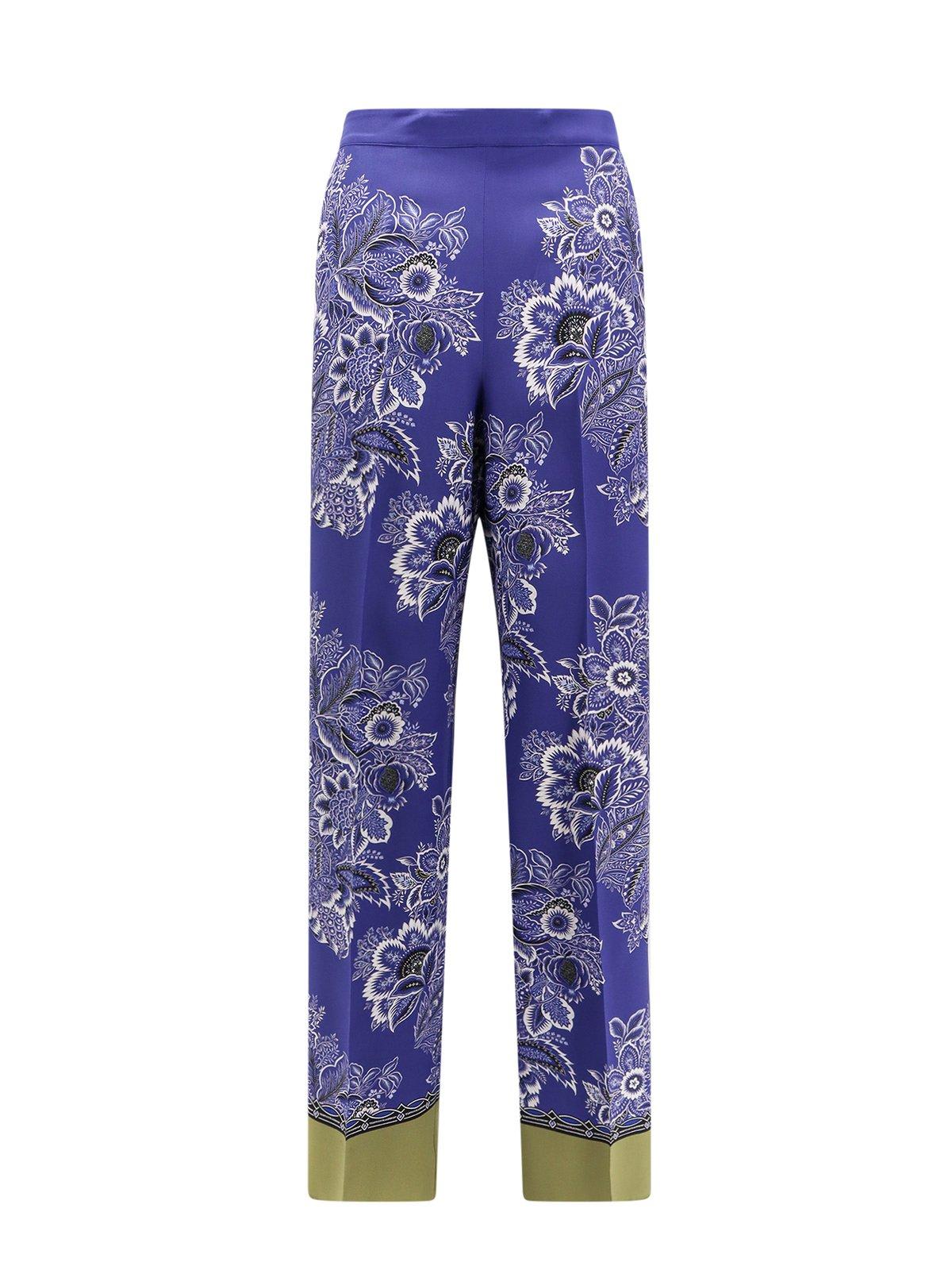 Shop Etro Bandana Print Straight-leg Trousers In Blue
