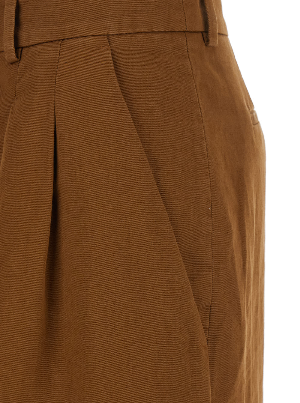 PT TORINO FRANKIE BROWN PANTS WITH BELT LOOPS IN COTTON AND LINEN BLEND WOMAN