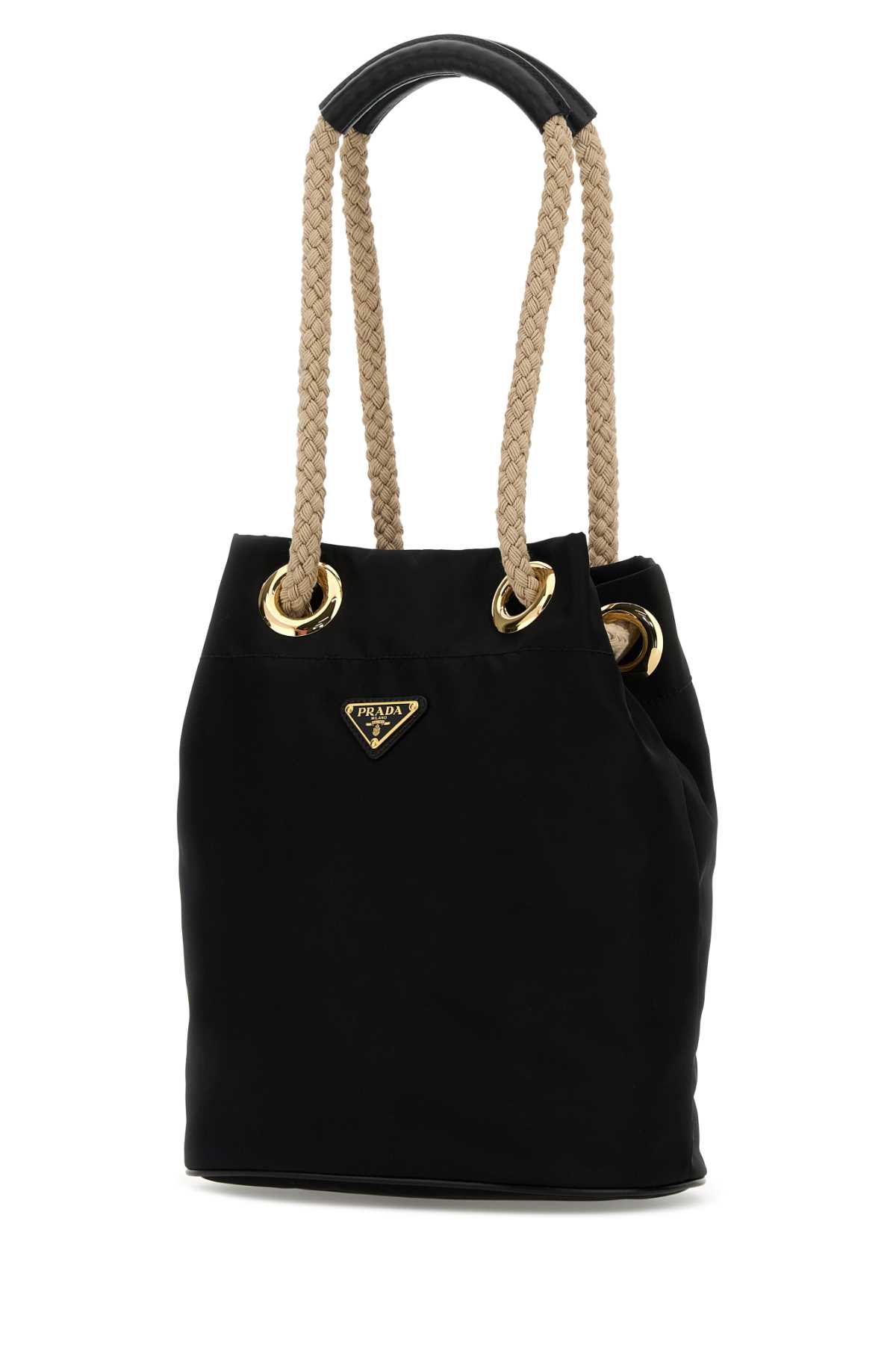 Prada Re-nylon Mariner Bucket Bag With Braided Handles In Black