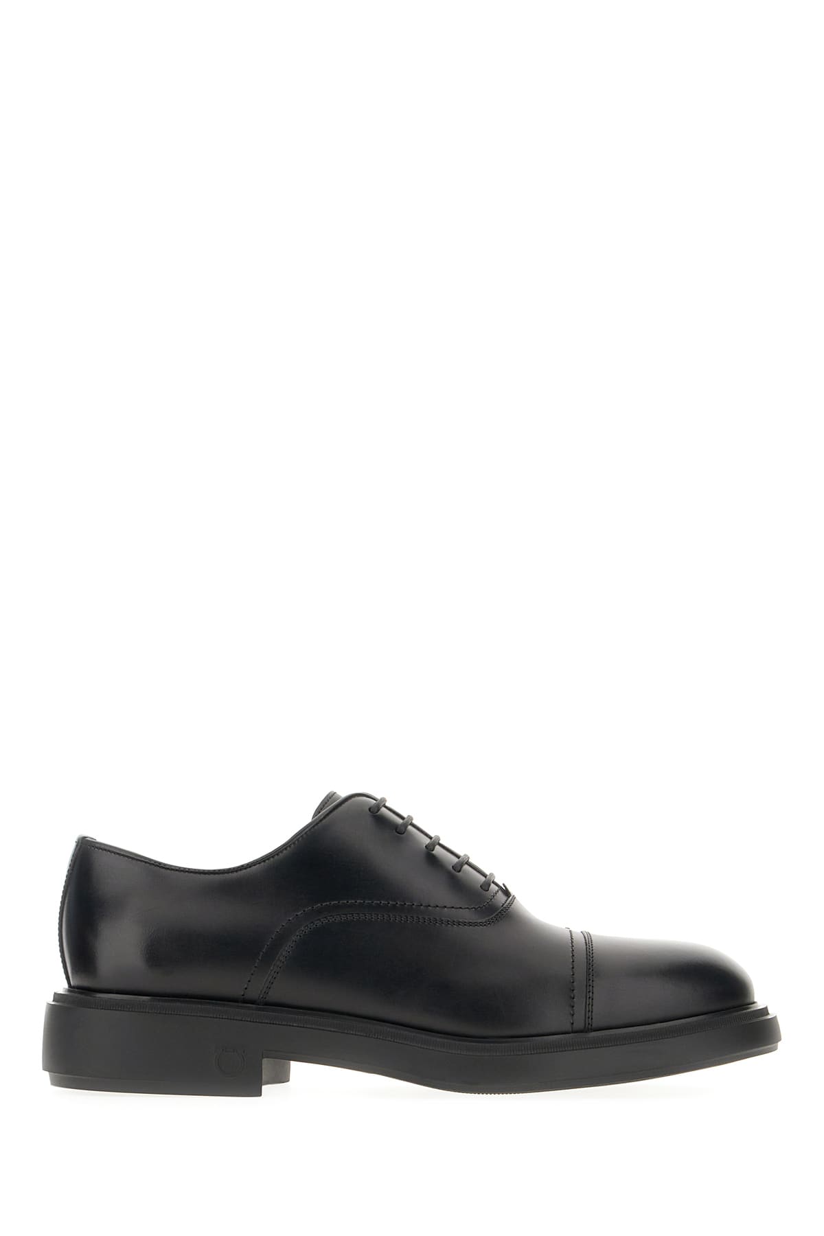 Ferragamo Lace-up Balmoral Calfskin Cap Toe Shoes In Nero
