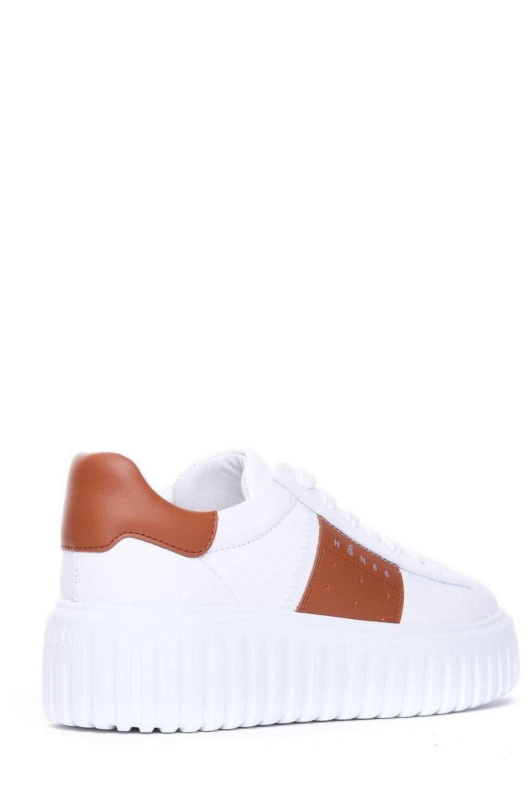 Shop Hogan H-stripes Low-top Sneakers In Leather Brown