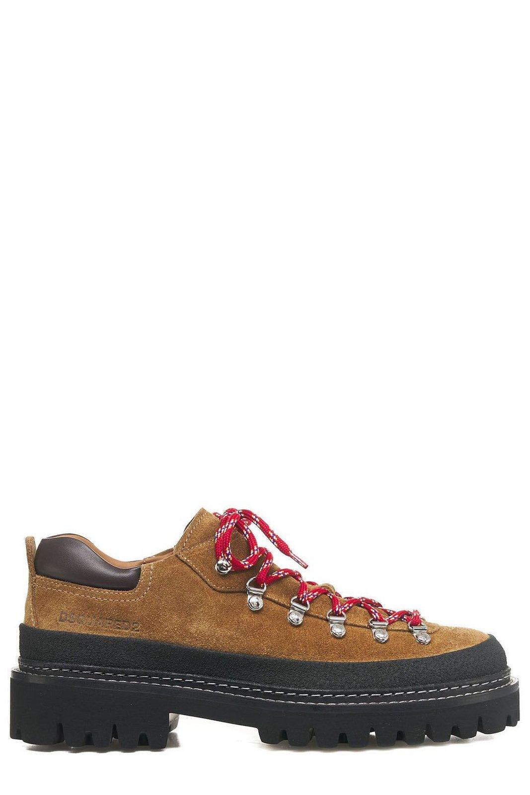 Shop Dsquared2 Logo Embossed Lace-up Sneakers In Camel