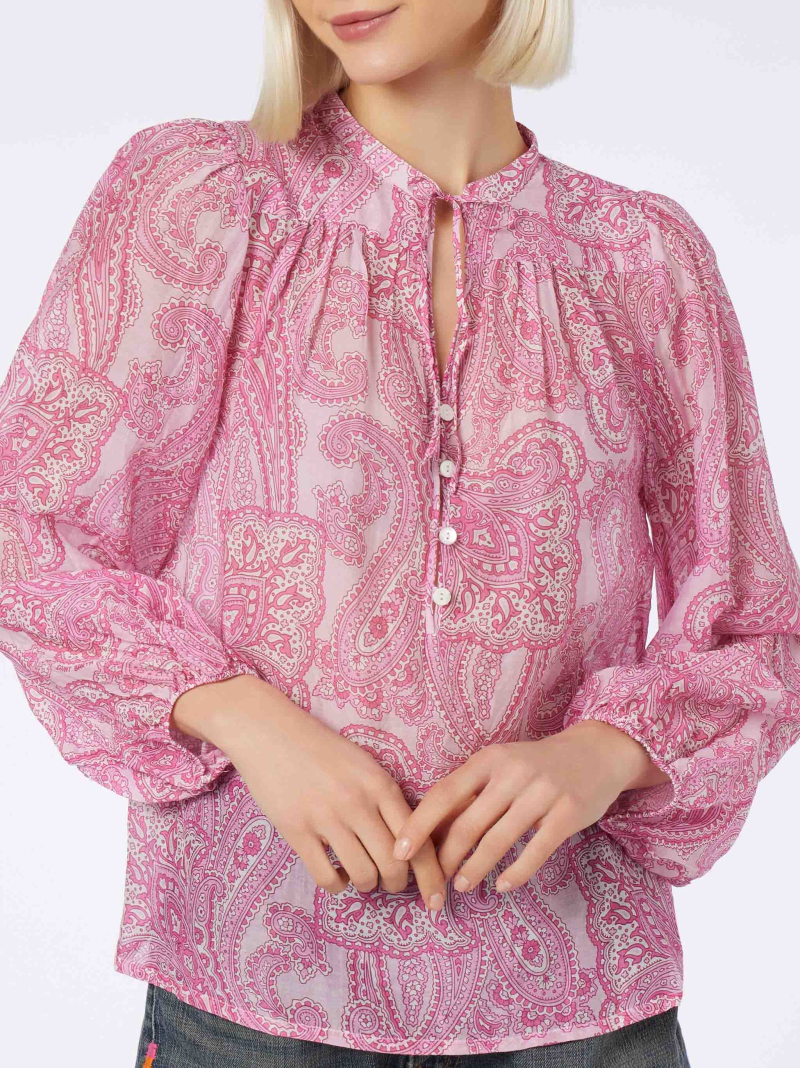 Mc2 Saint Barth Harper Voile Blouse In Pink