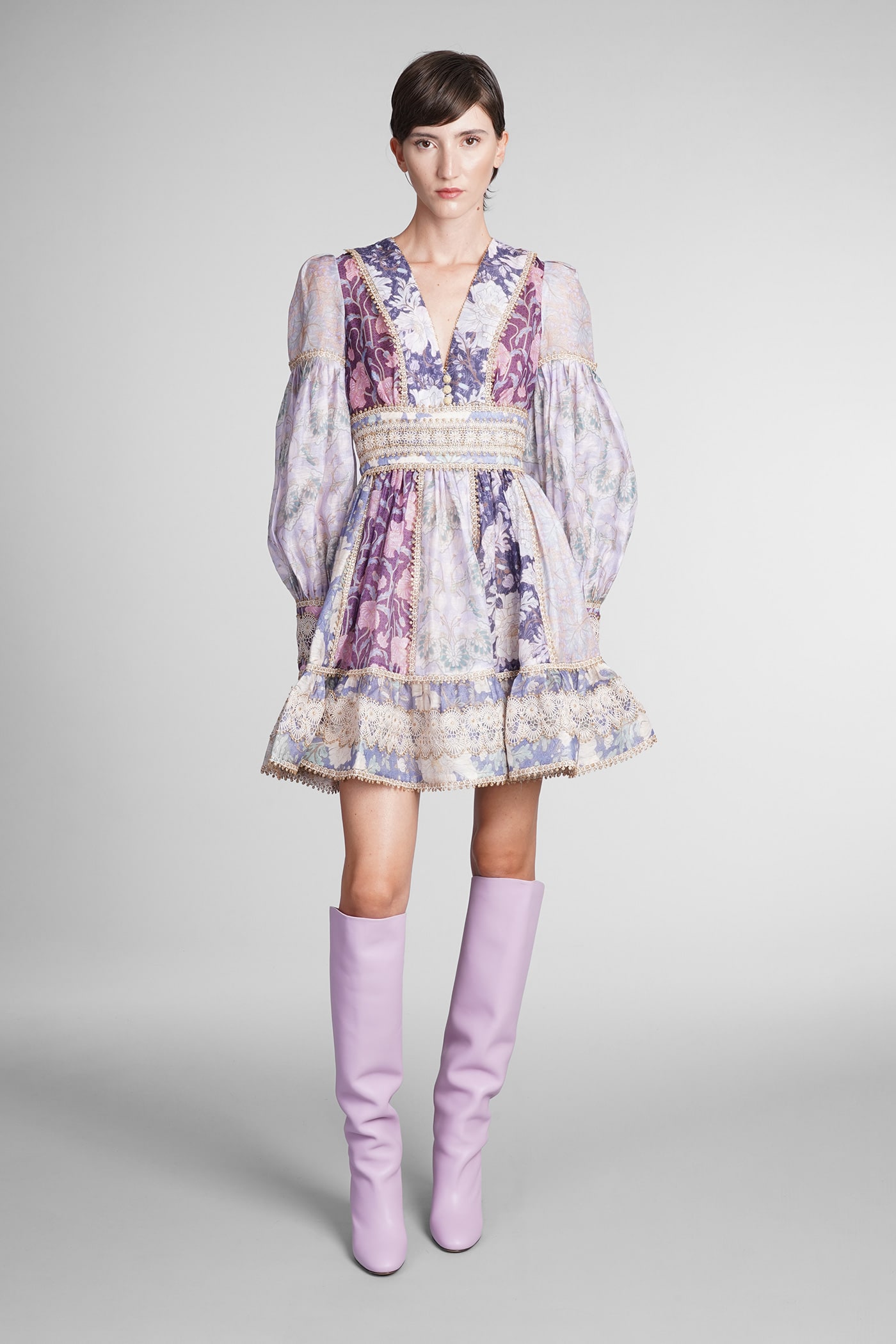 Zimmermann Dress In Multicolor Linen