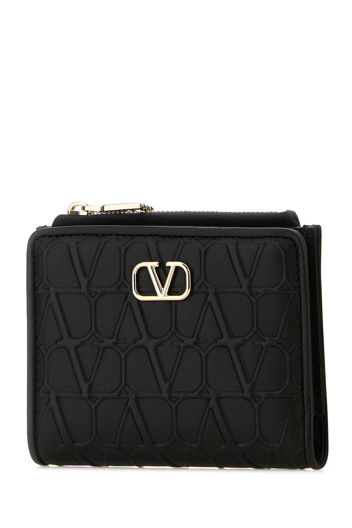 Shop Valentino Black Leather Wallet In Nero