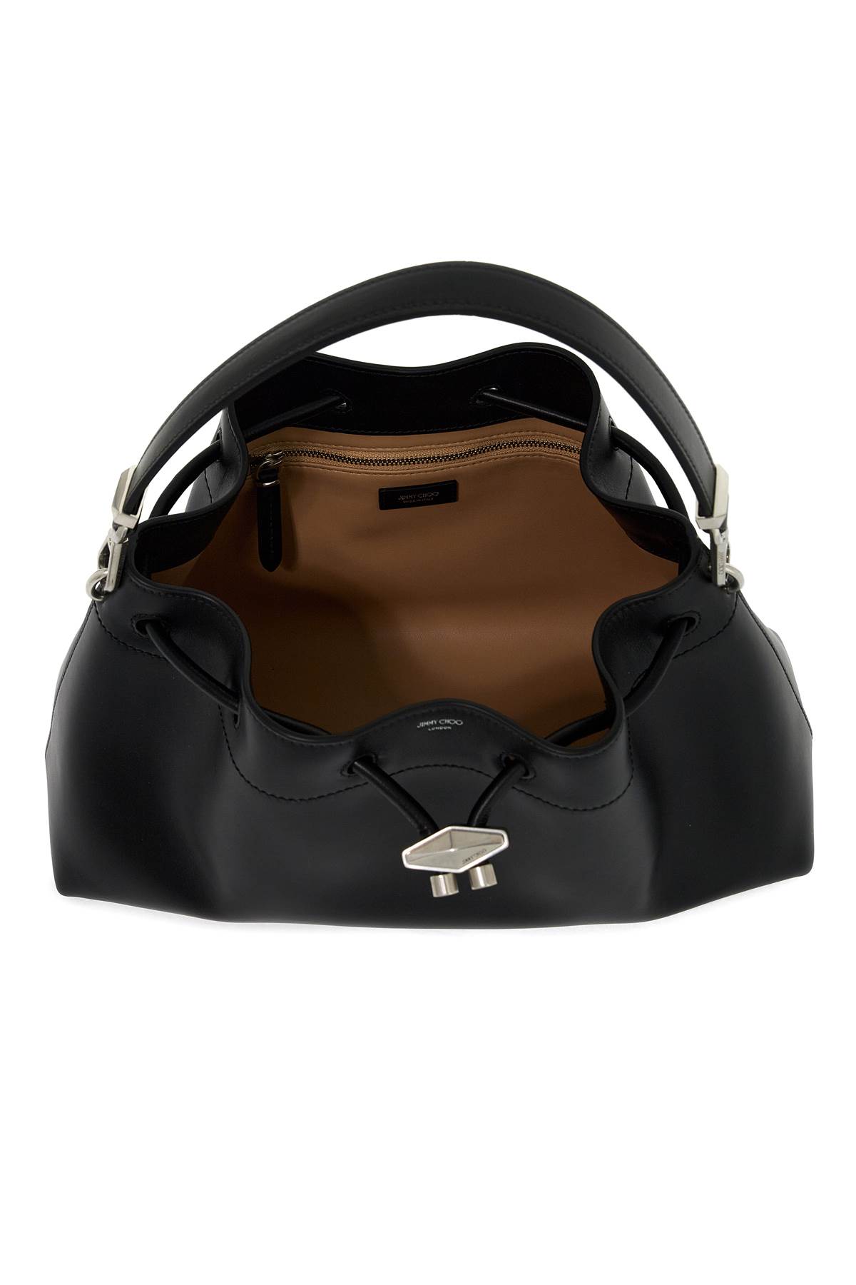 Shop Jimmy Choo Bon Bon Bucket Shoulder Bag East/west In Black Antique Silver (black)