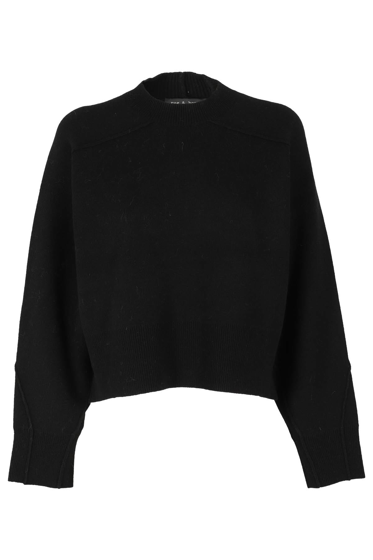 Rag & Bone Bridget Crewneck Wool Blend Crop Sweater In Black