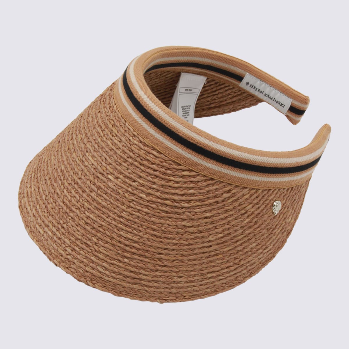 Helen Kaminski Bianca 12 Striped Raffia Visor Hat In Brown
