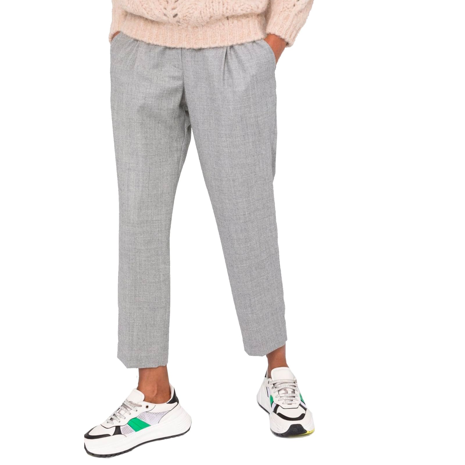 Shop Brunello Cucinelli Cropped Pants In Gray