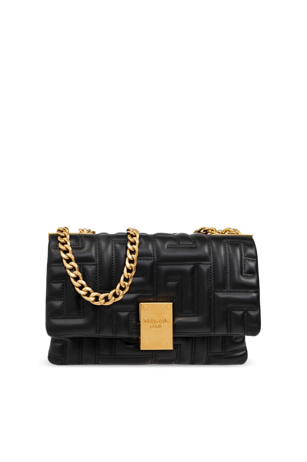 Shop Balmain Pb Embossed Small Shoulder Bag In Black