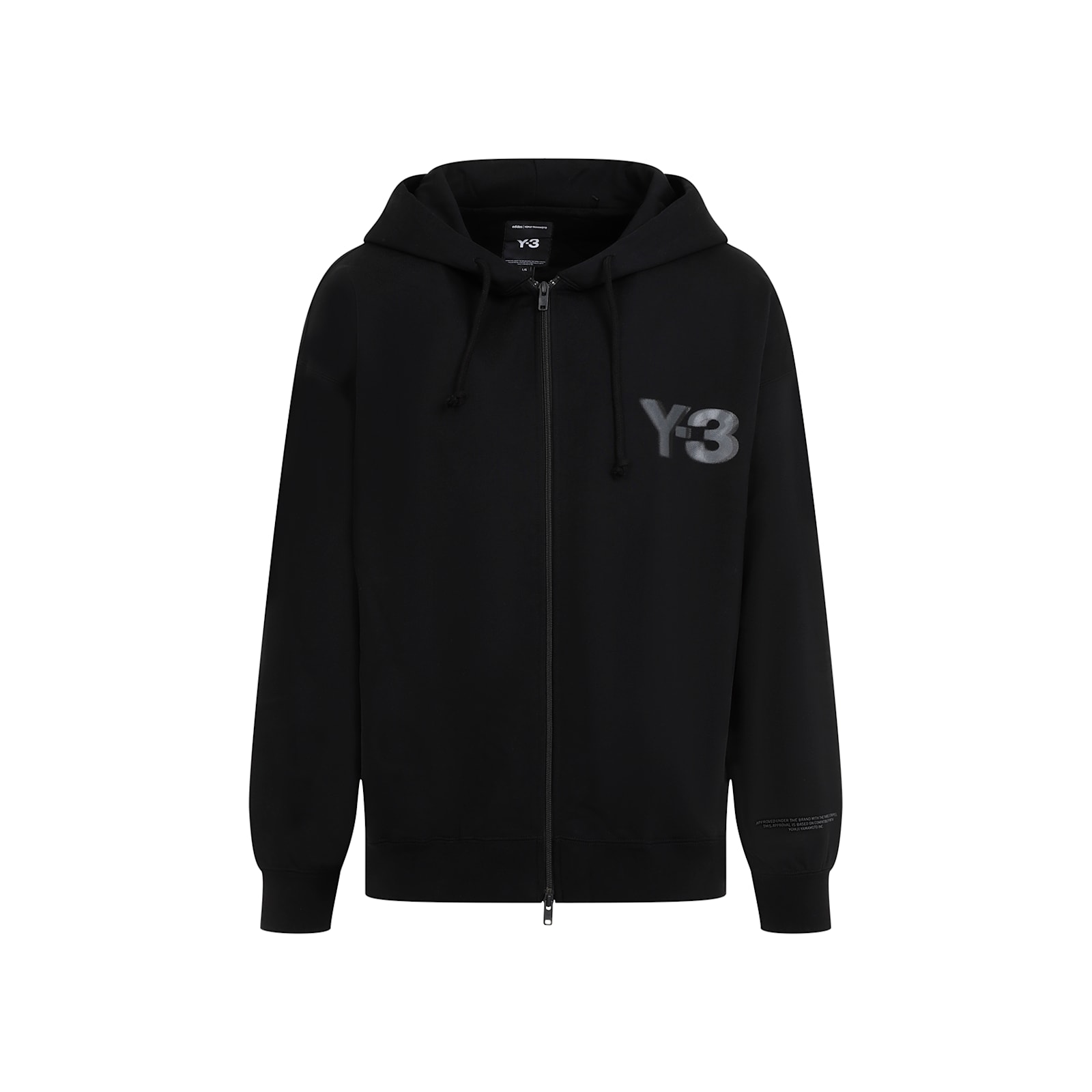 Shop Y-3 Logo Zip Hoodie In Black