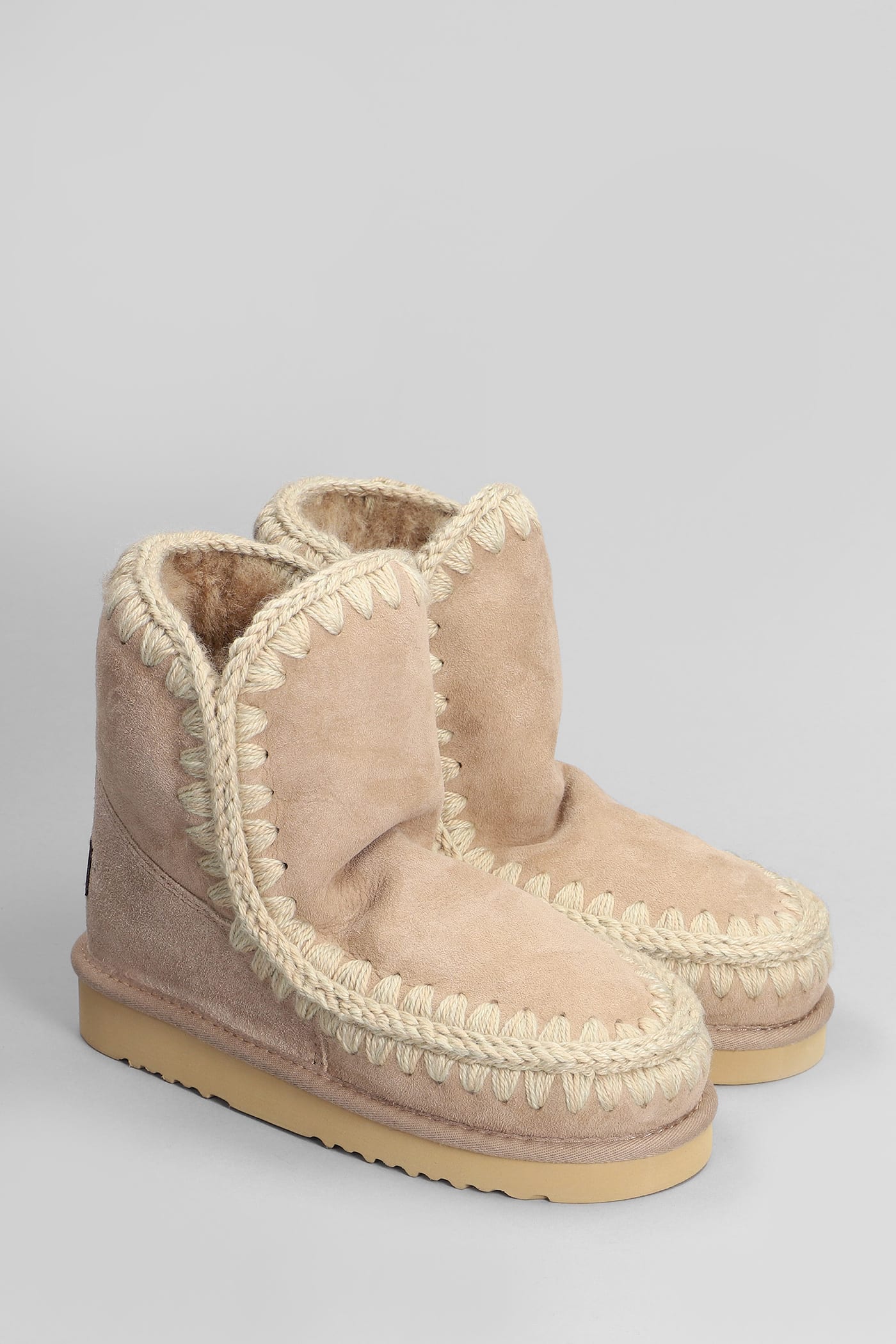 MOU ESKIMO 18 LOW HEELS ANKLE BOOTS IN CAMEL SUEDE 