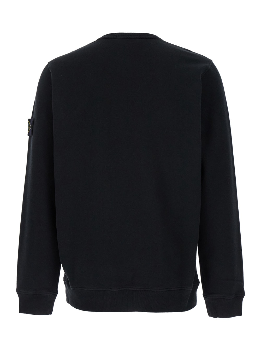 Shop Stone Island Black Crewneck Sweatshirt With Logo Patch In Cotton Man