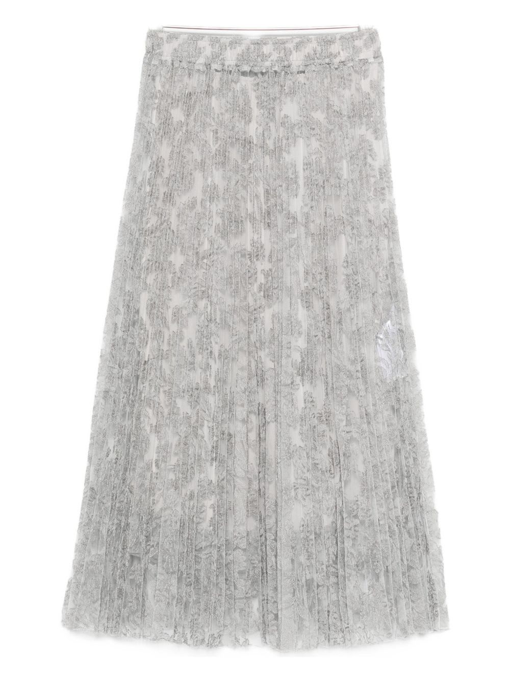Ermanno Scervino Midi Skirt With Floral Lace Overlay In Multi