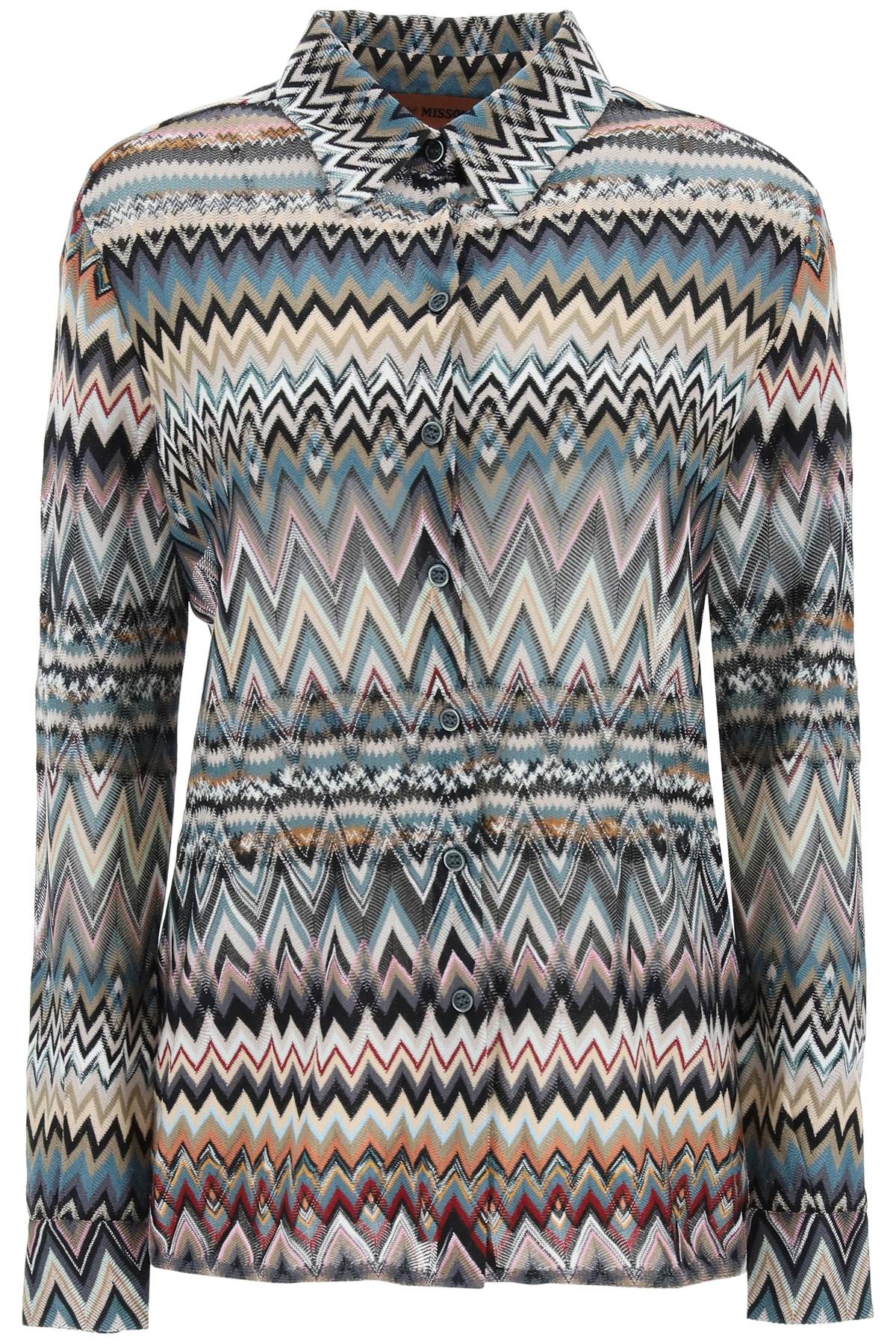 Missoni Semi-sheer Knit Shirt With Chevron Pattern