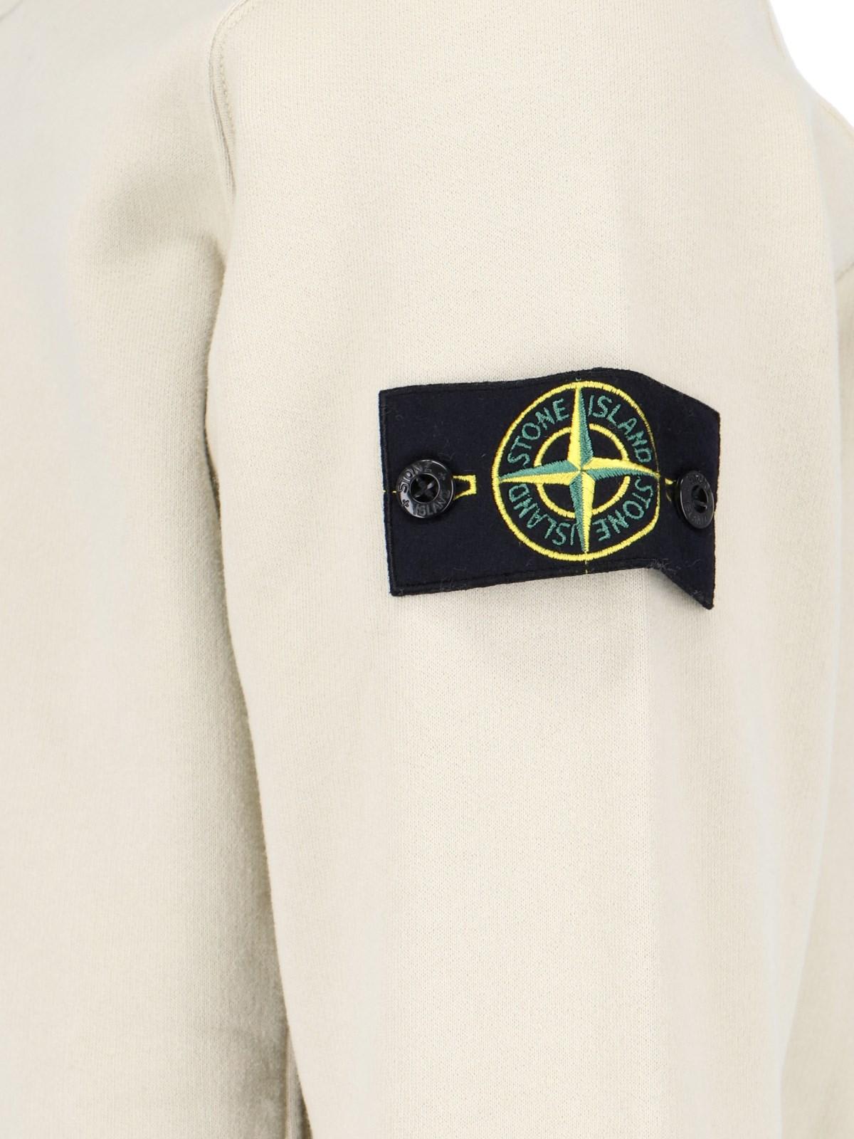 Shop Stone Island Logo Crewneck Sweatshirt In Beige