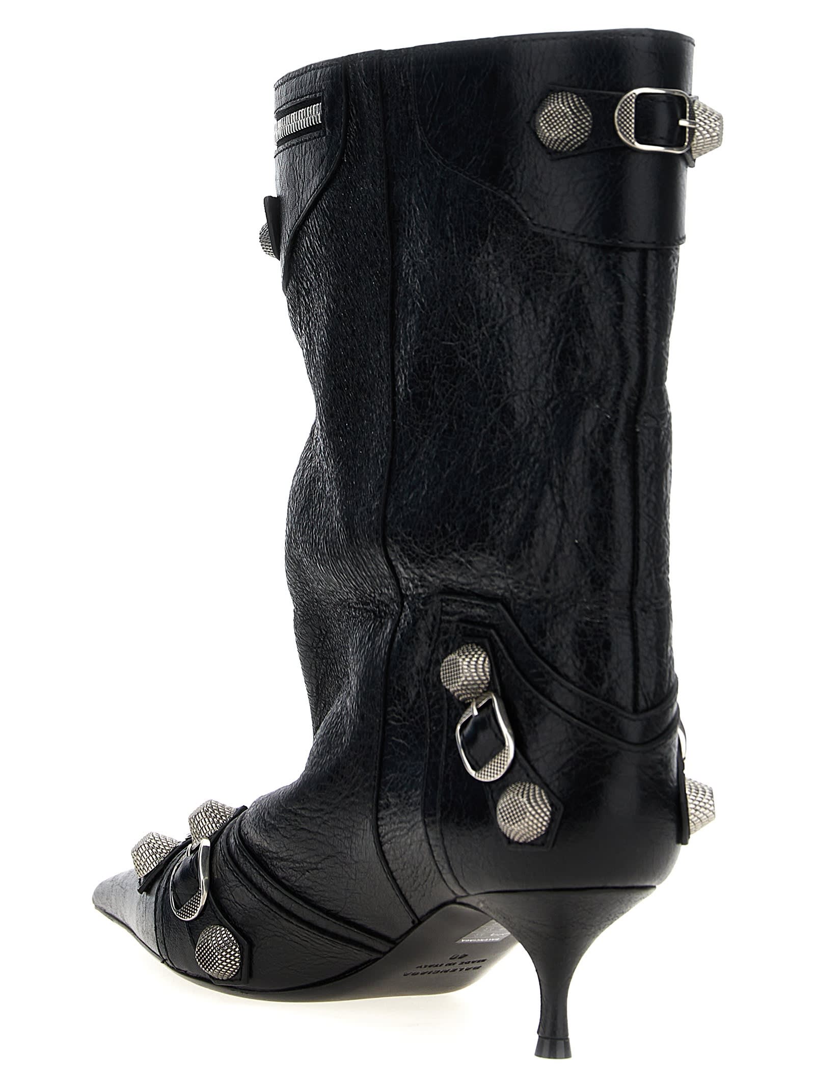 Shop Balenciaga Cagole Wide Ankle Boots In Black