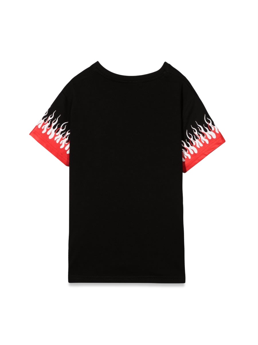 Vision Of Super Black Kids Tshirt With Double Flame In Black