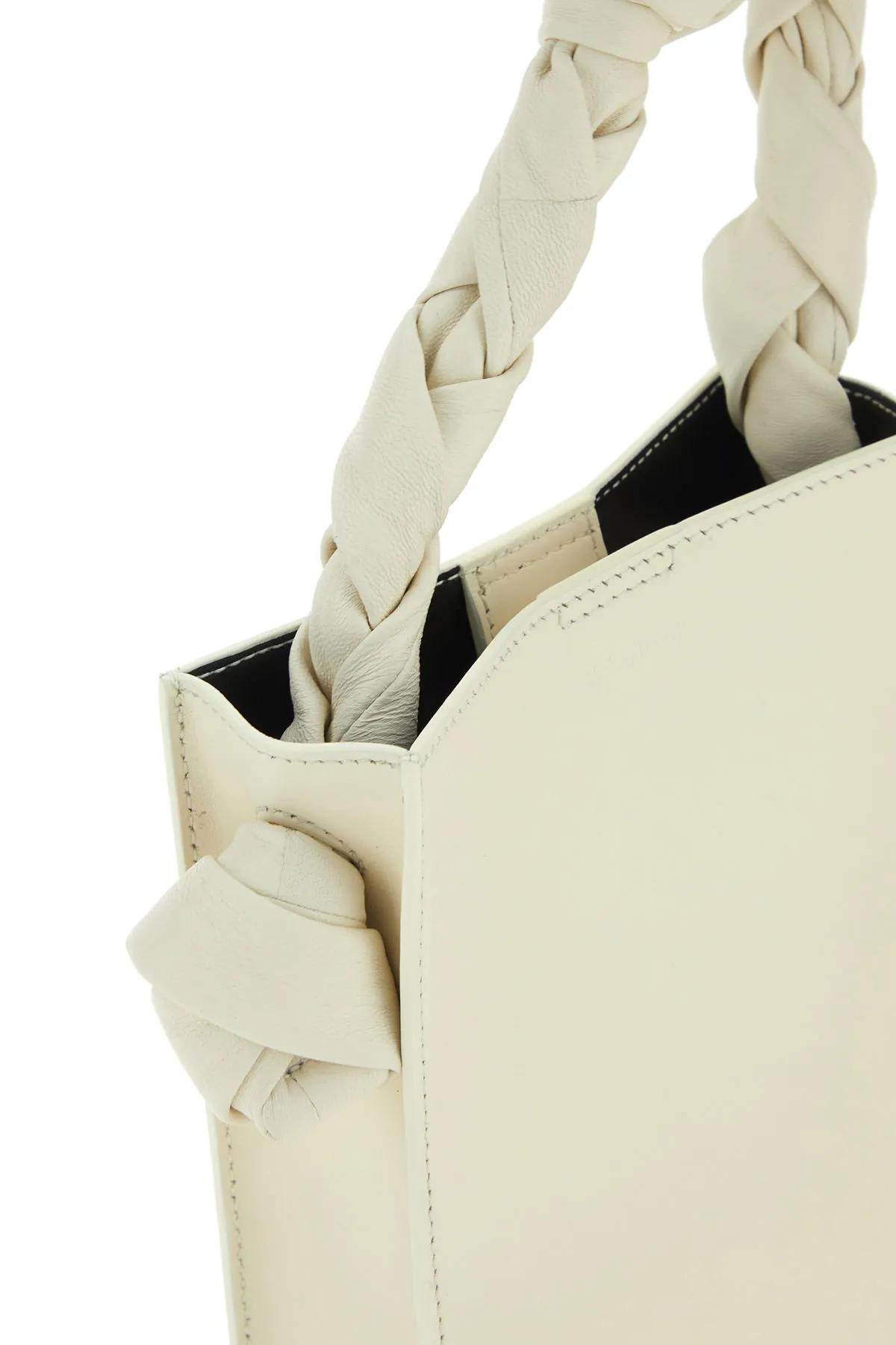 Shop Jil Sander Ivory Leather Tangle Shoulder Bag