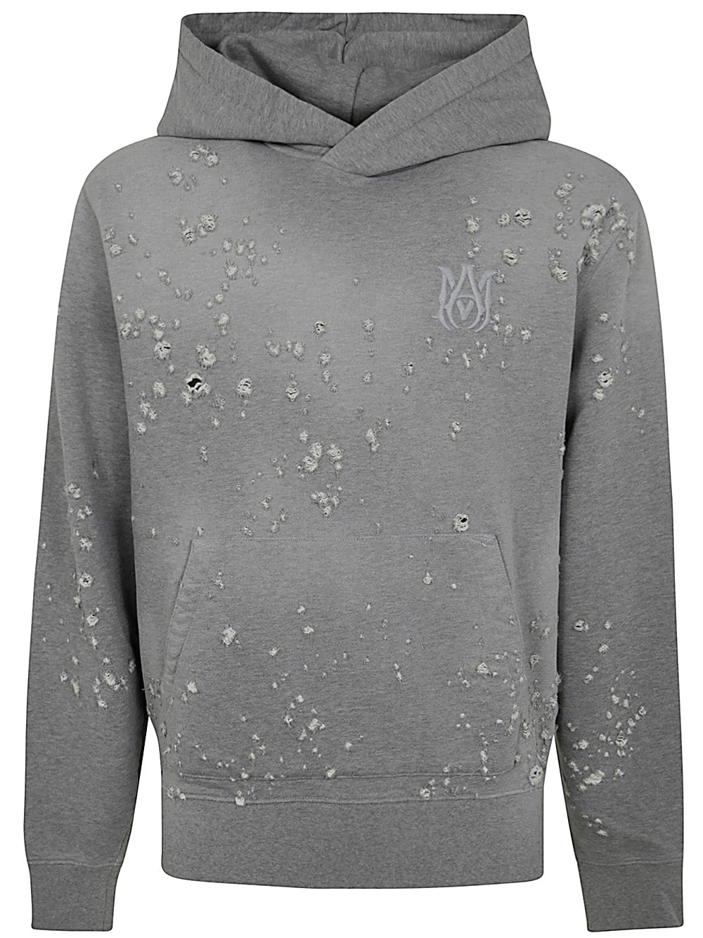 Shop Amiri Ma Shotgun Embroidered Hoodie In Grey