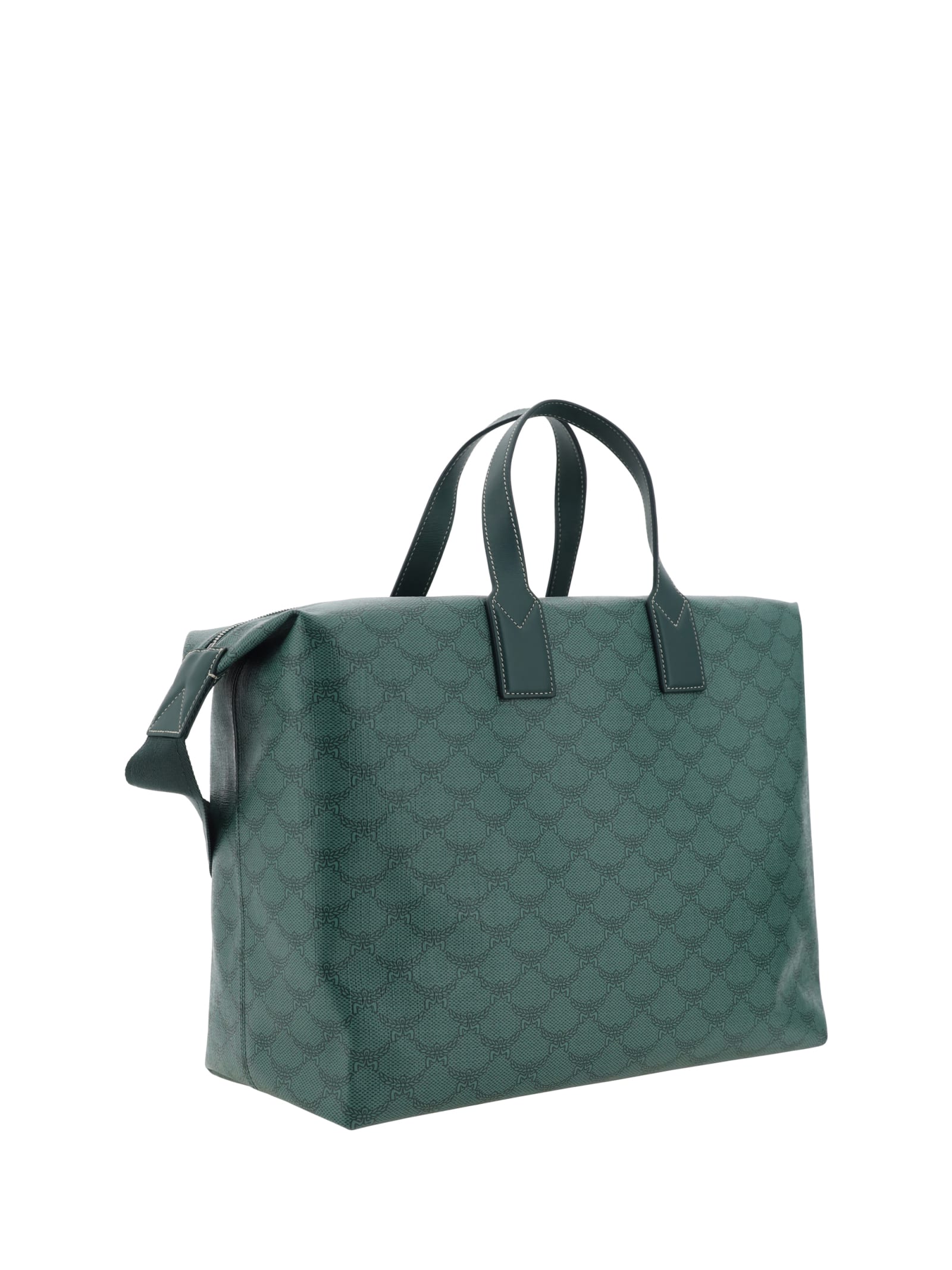 Shop Mcm Himmel Tote Travel Bag In Forest Green