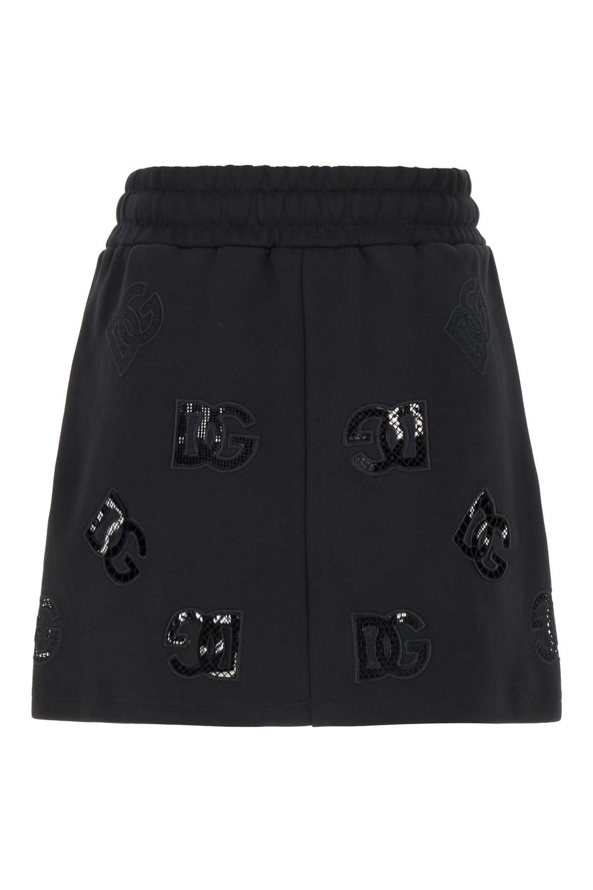 Shop Dolce & Gabbana Slate Cotton Blend Mini Skirt In Nero