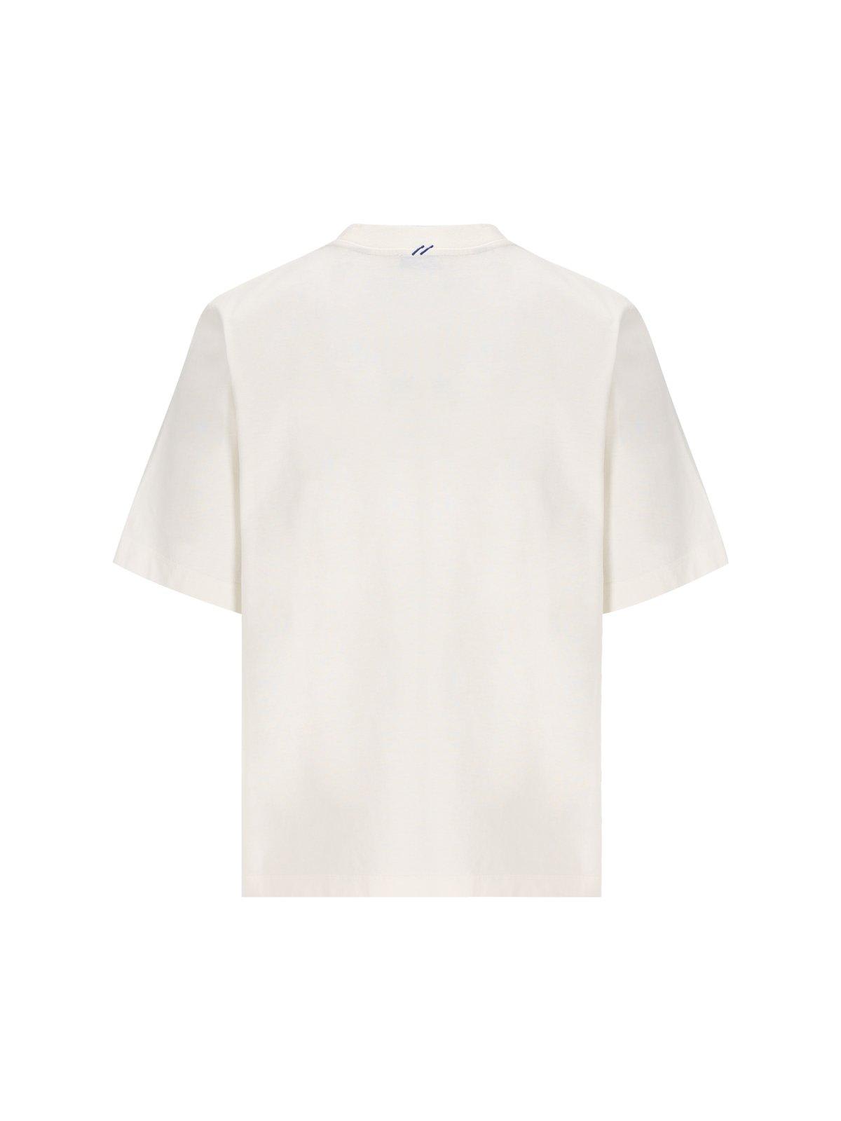 Shop Burberry Logo Patch Crewneck T-shirt In Bianco