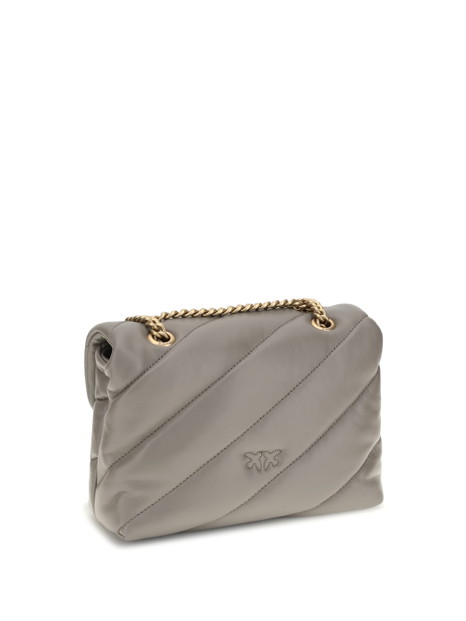 Pinko Love Quilted Logo-embellished Shoulder Bag In Gray