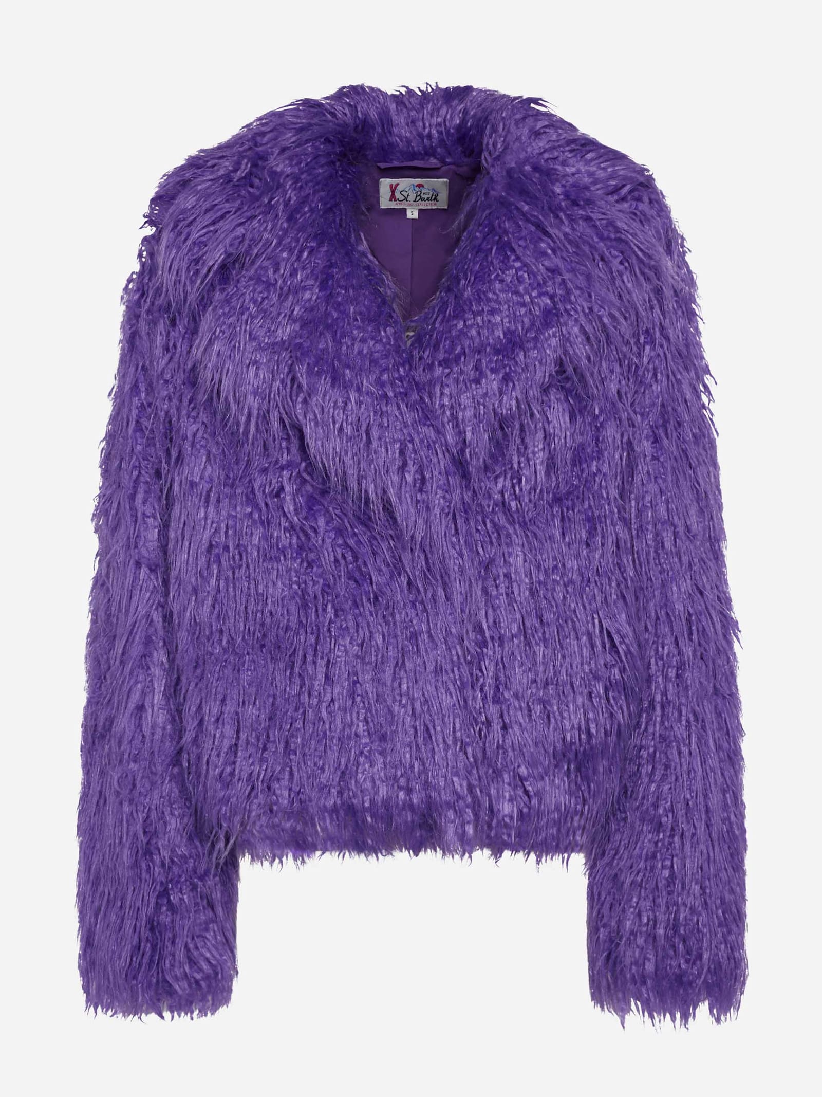 Mc2 Saint Barth Purple Furry Short Jacket Sully In Pink