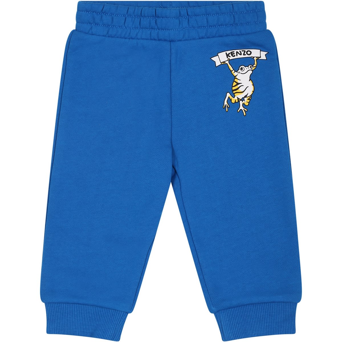 Kenzo Light Blue Trousers For Baby Boy With Logo And Print