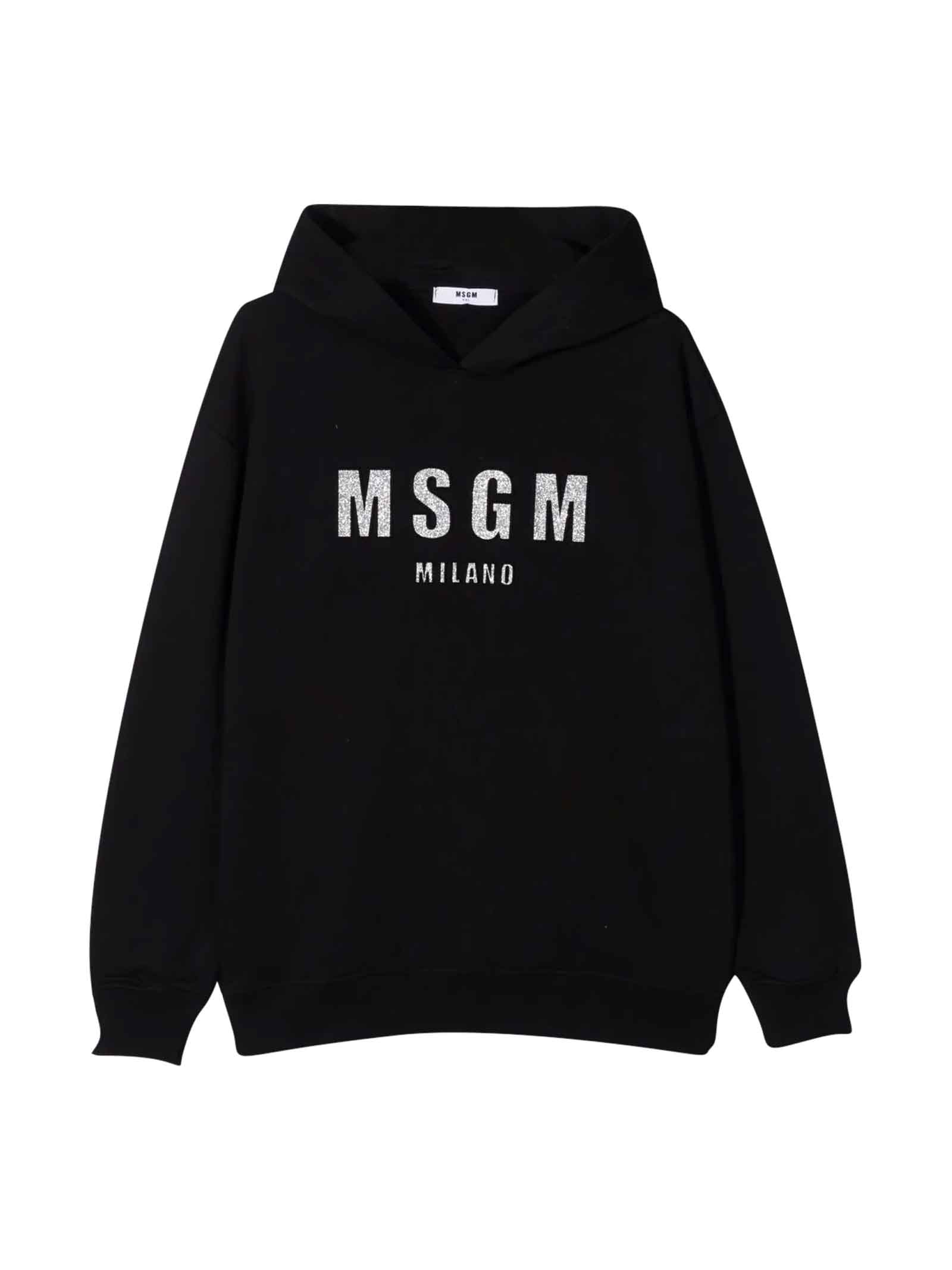 MSGM Black Sweatshirt With Hood