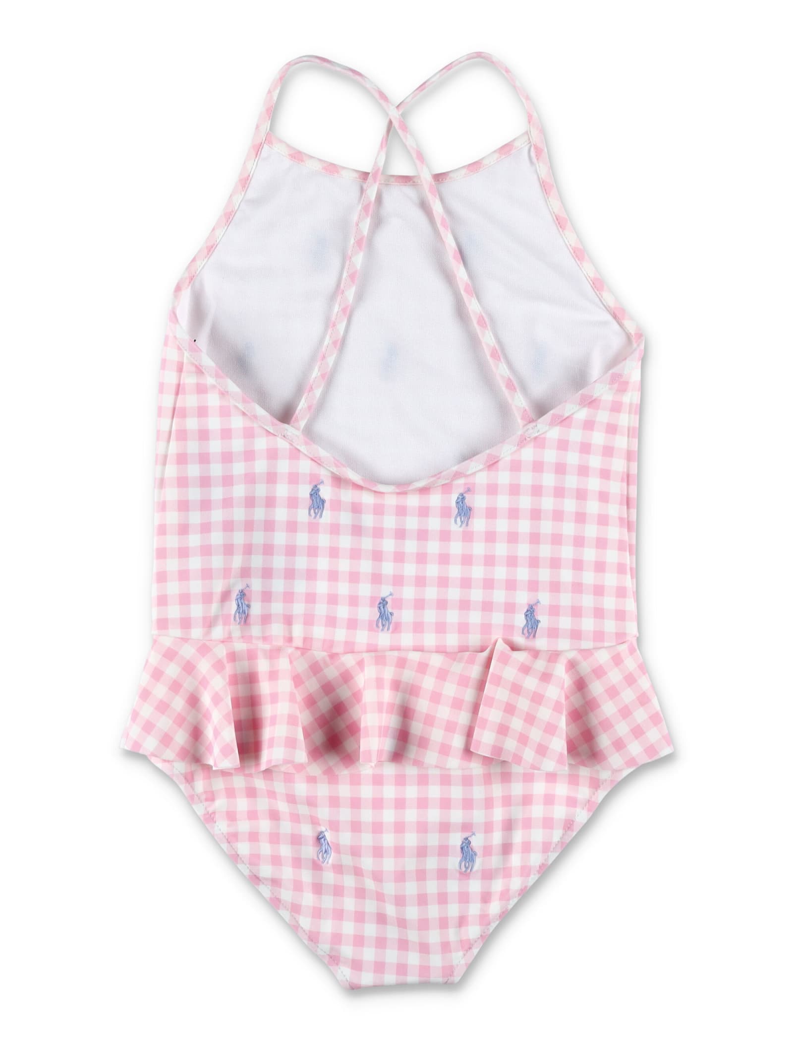 Shop Polo Ralph Lauren Polo Pony Ruffled One-piece Swimsuit In Pink