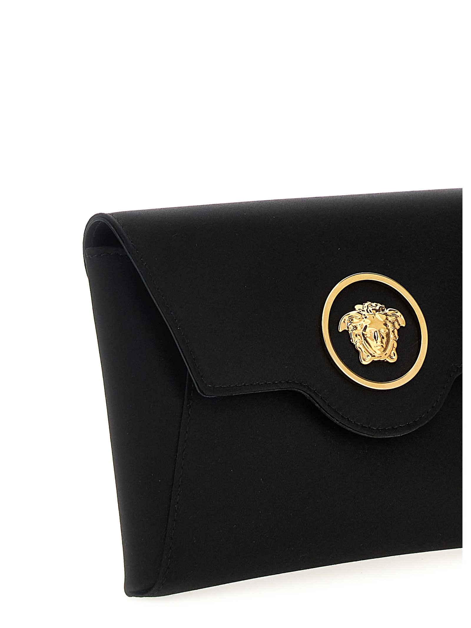 Shop Versace La Medusa Clutch In Black