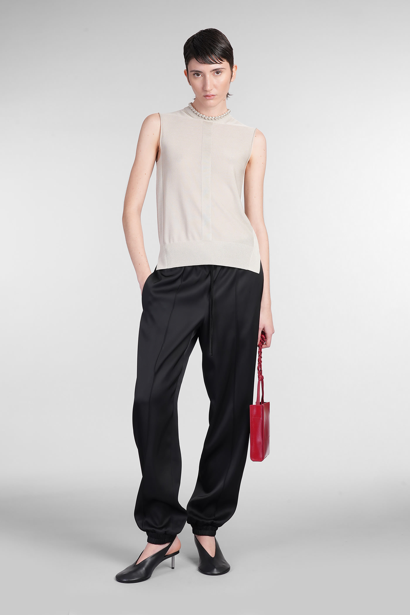 Jil Sander Cn Slvs Gilet Topwear In Grey Viscose In Grey
