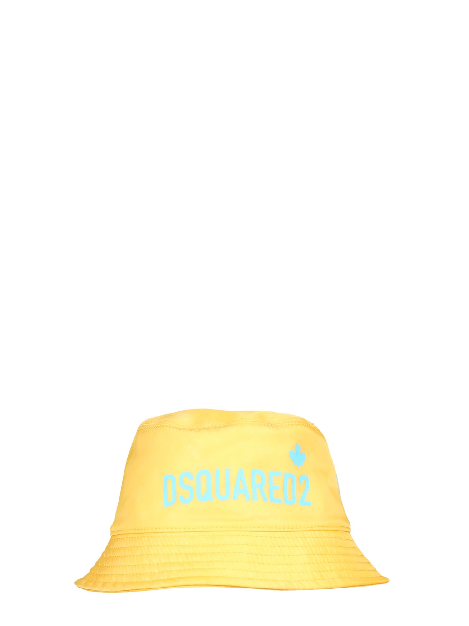 Printed Nylon Bucket Hat In Yellow