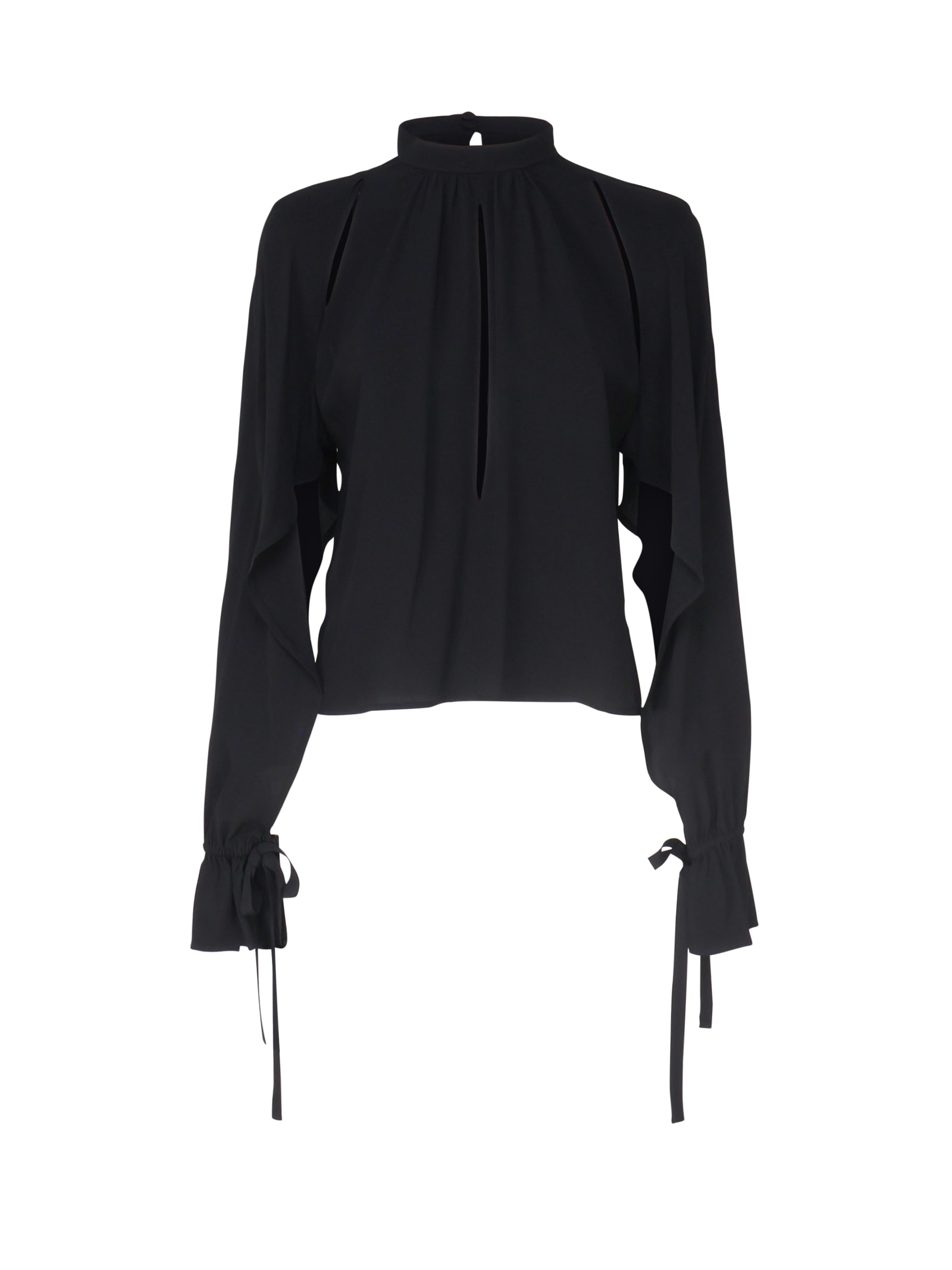 Shop Pinko Flowing Blouse In Silk Blend In Black Limousine