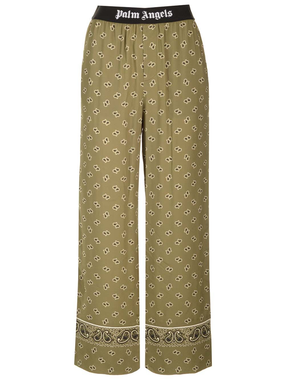 Shop Palm Angels Straight Paisley Print Pants In Kaki