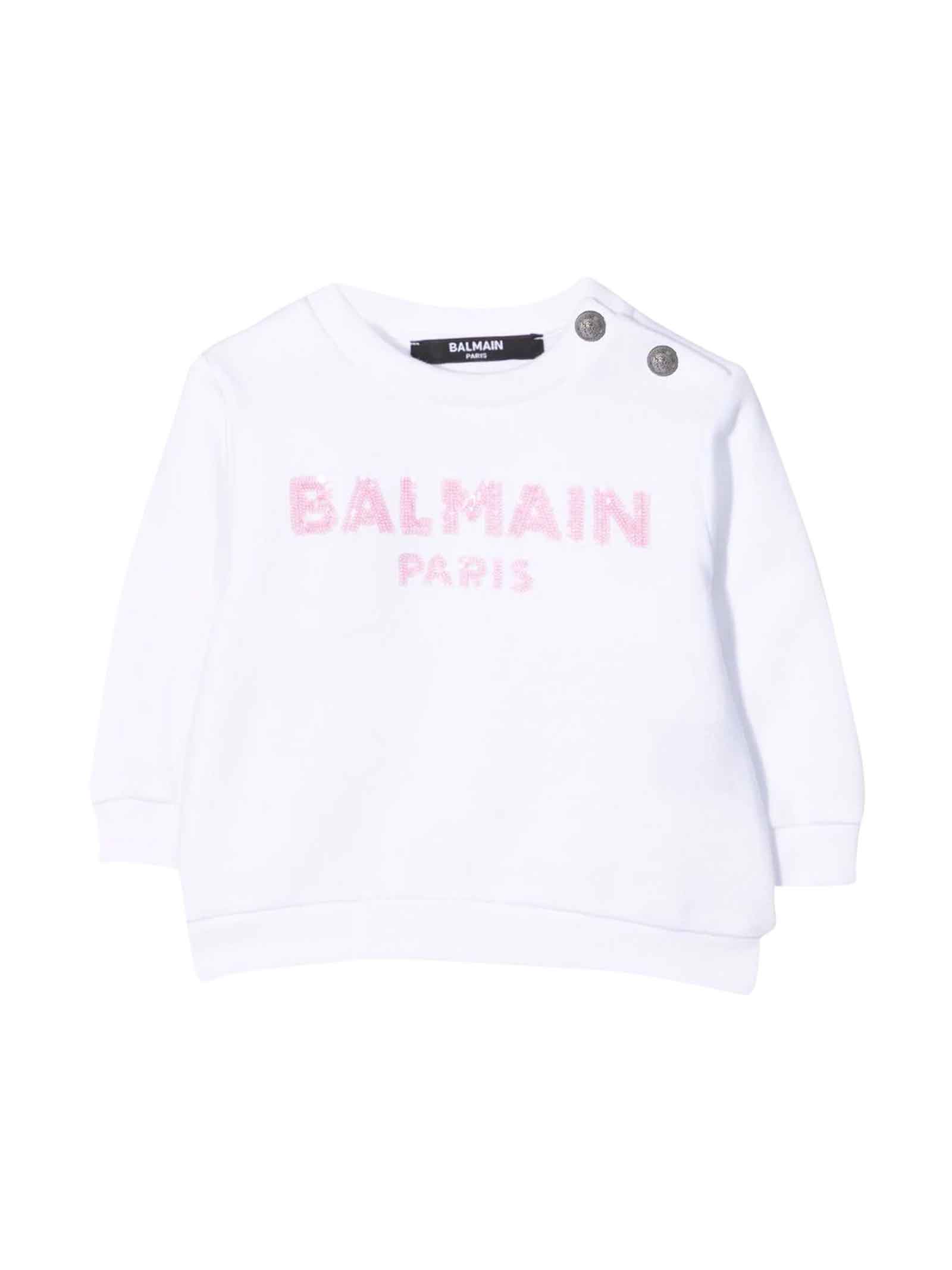 Balmain Baby Girl White Sweatshirt