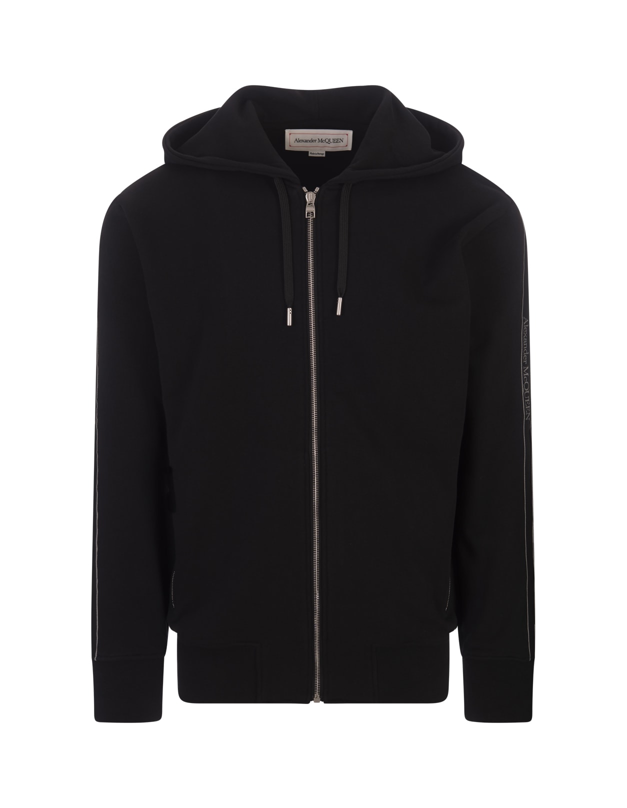 Alexander McQueen Black Zip-up Hoodie With Logo Tape