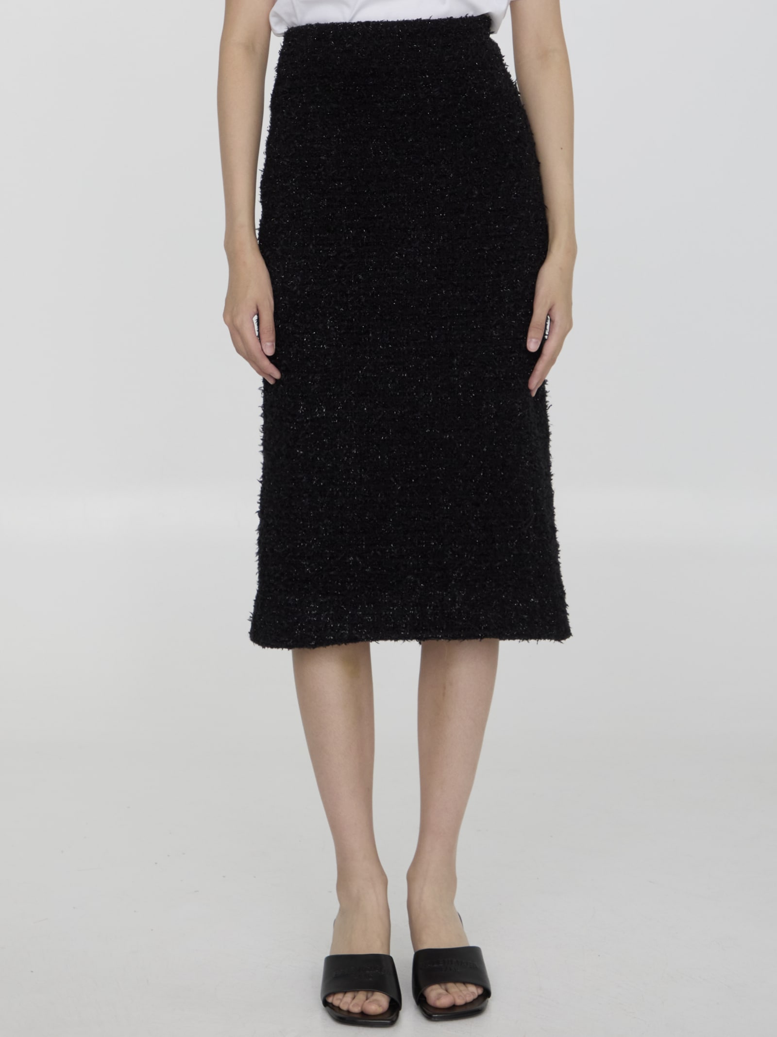 Shop Balenciaga Midi Sheath Skirt In Black