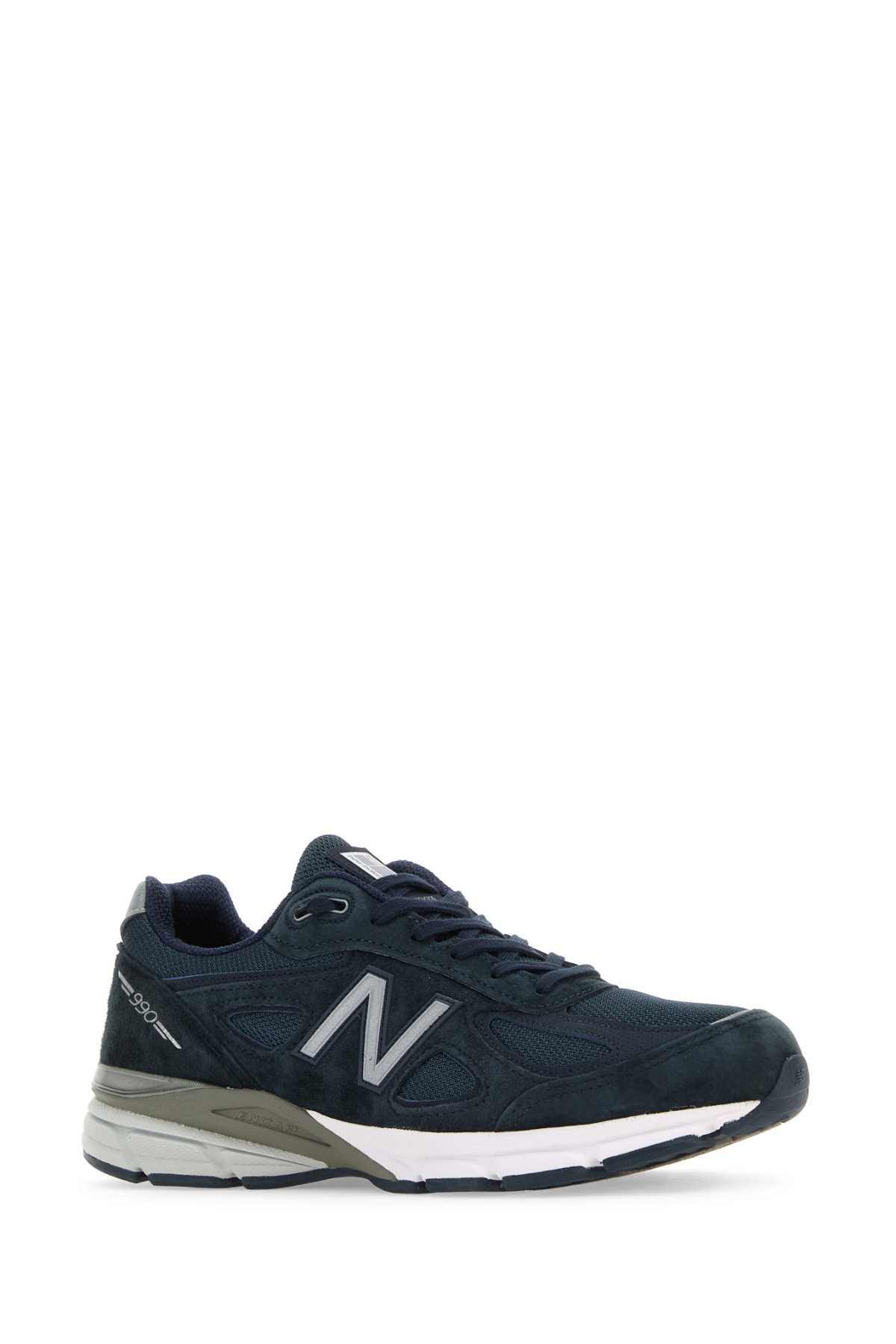 Shop New Balance Blue Fabric And Suede 990v4 Sneakers In Navy