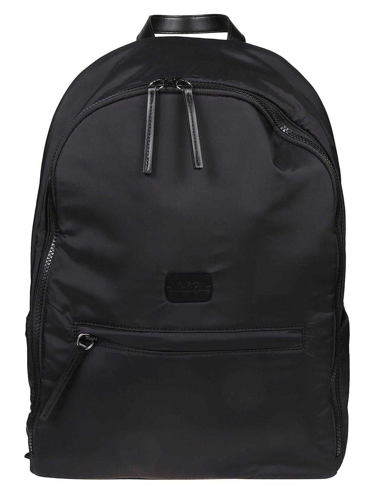 Apc Logo Patch Zip-up Backpack In Lzz Noir