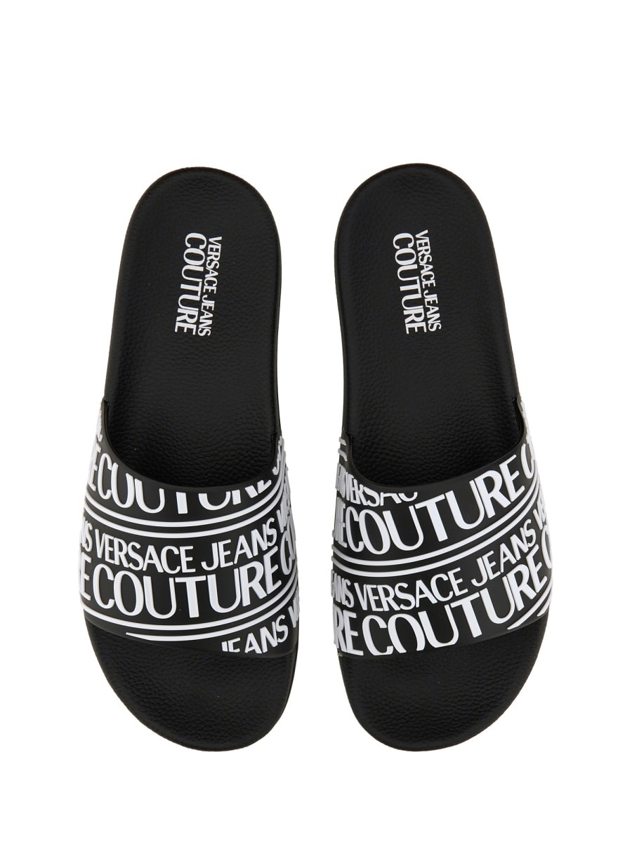 Versace Jeans Couture Sandal With Logo In Black