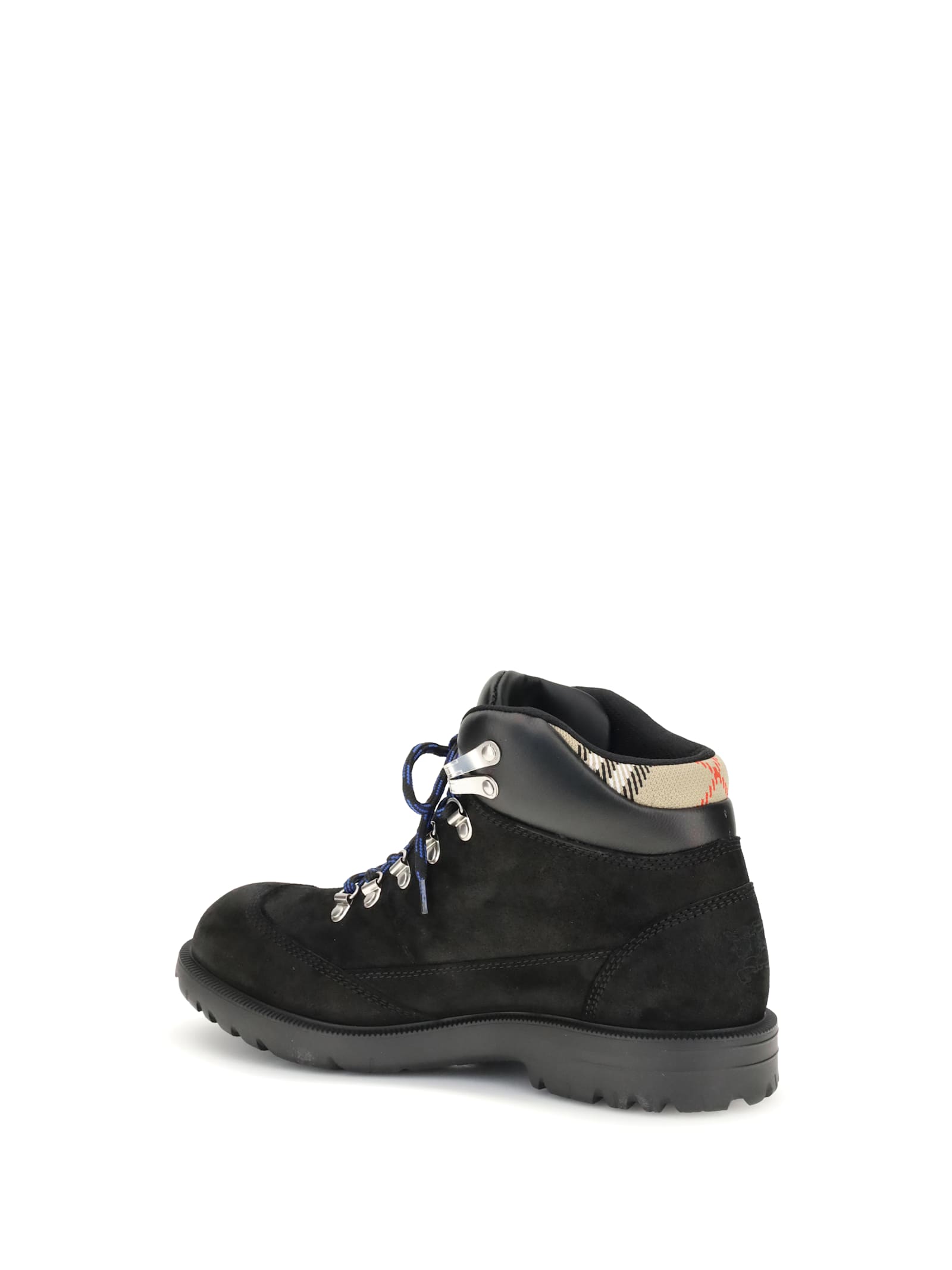 Burberry Suede Ankle Boots Padded Collar In Black