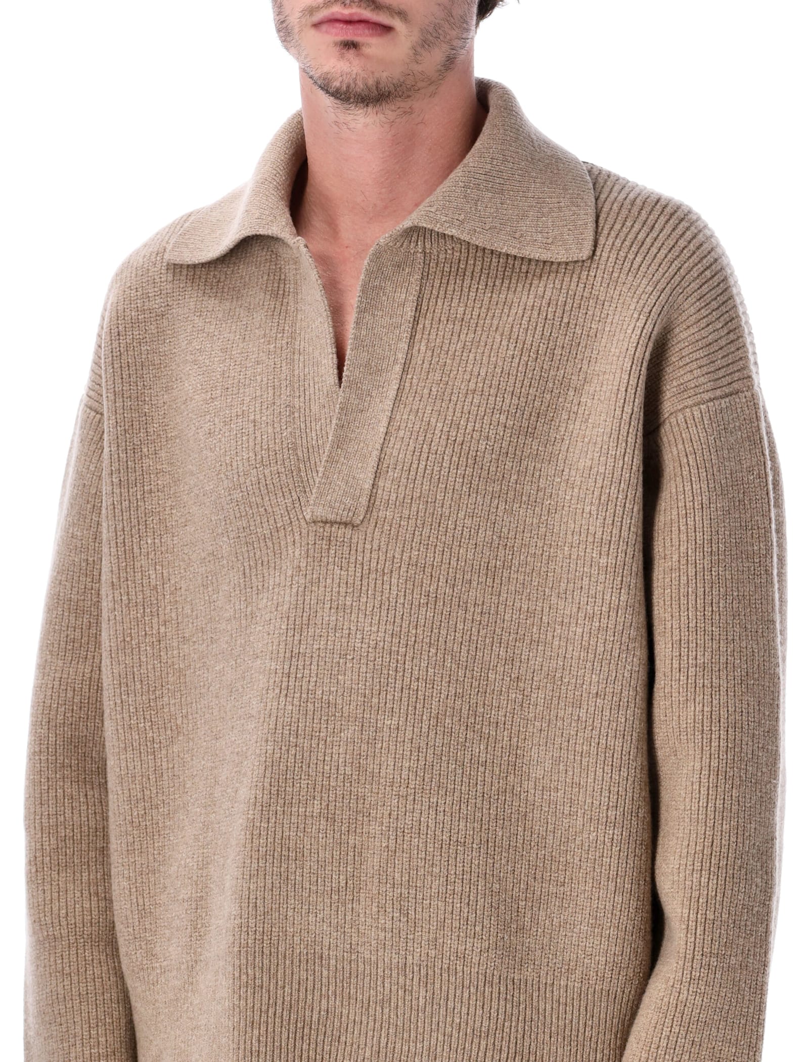 Studio Nicholson Nash Rws Merino Wool Polo Knit In Brown