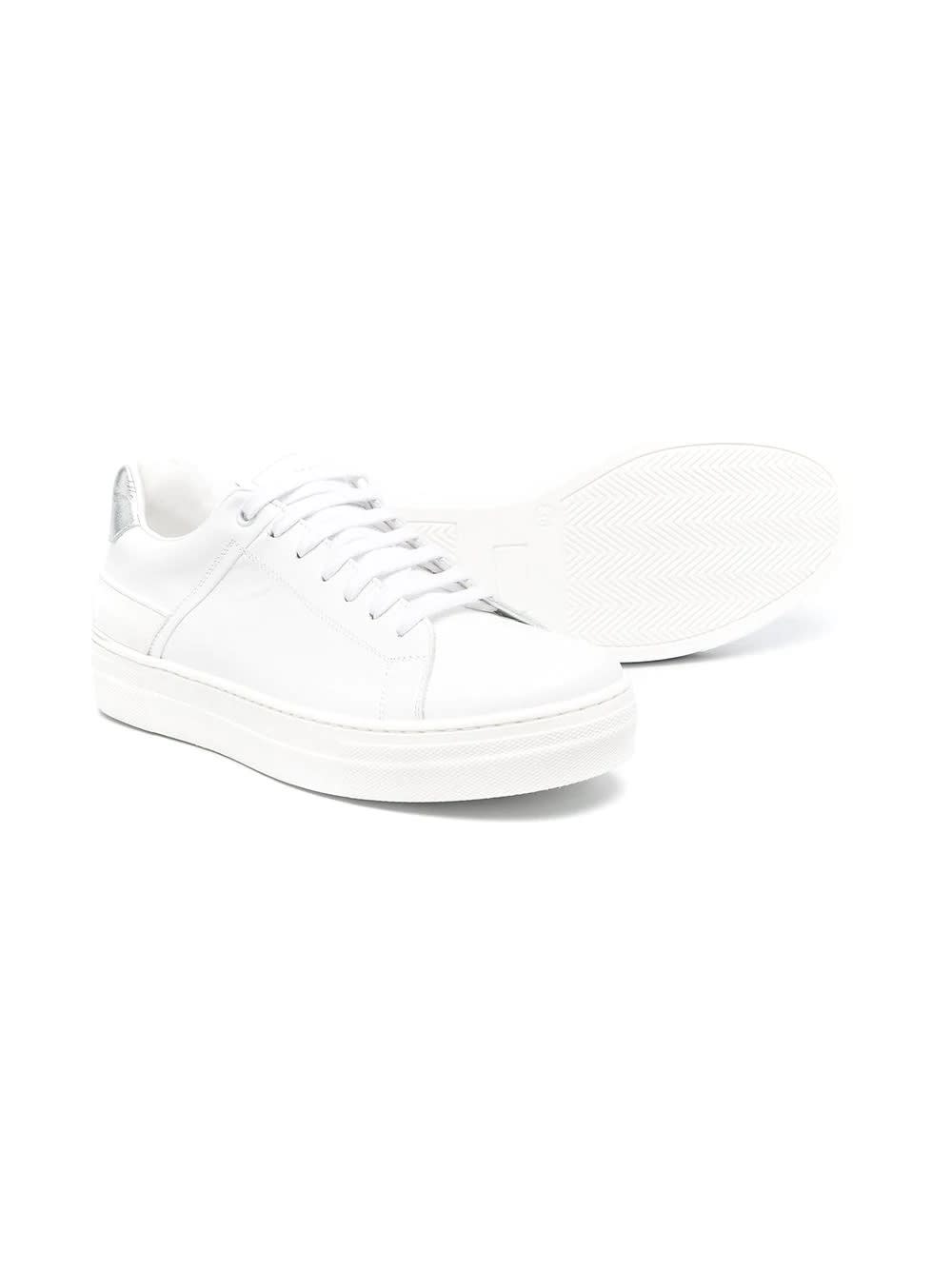 Shop Balmain Sneakers With Logo In Bianco-argento