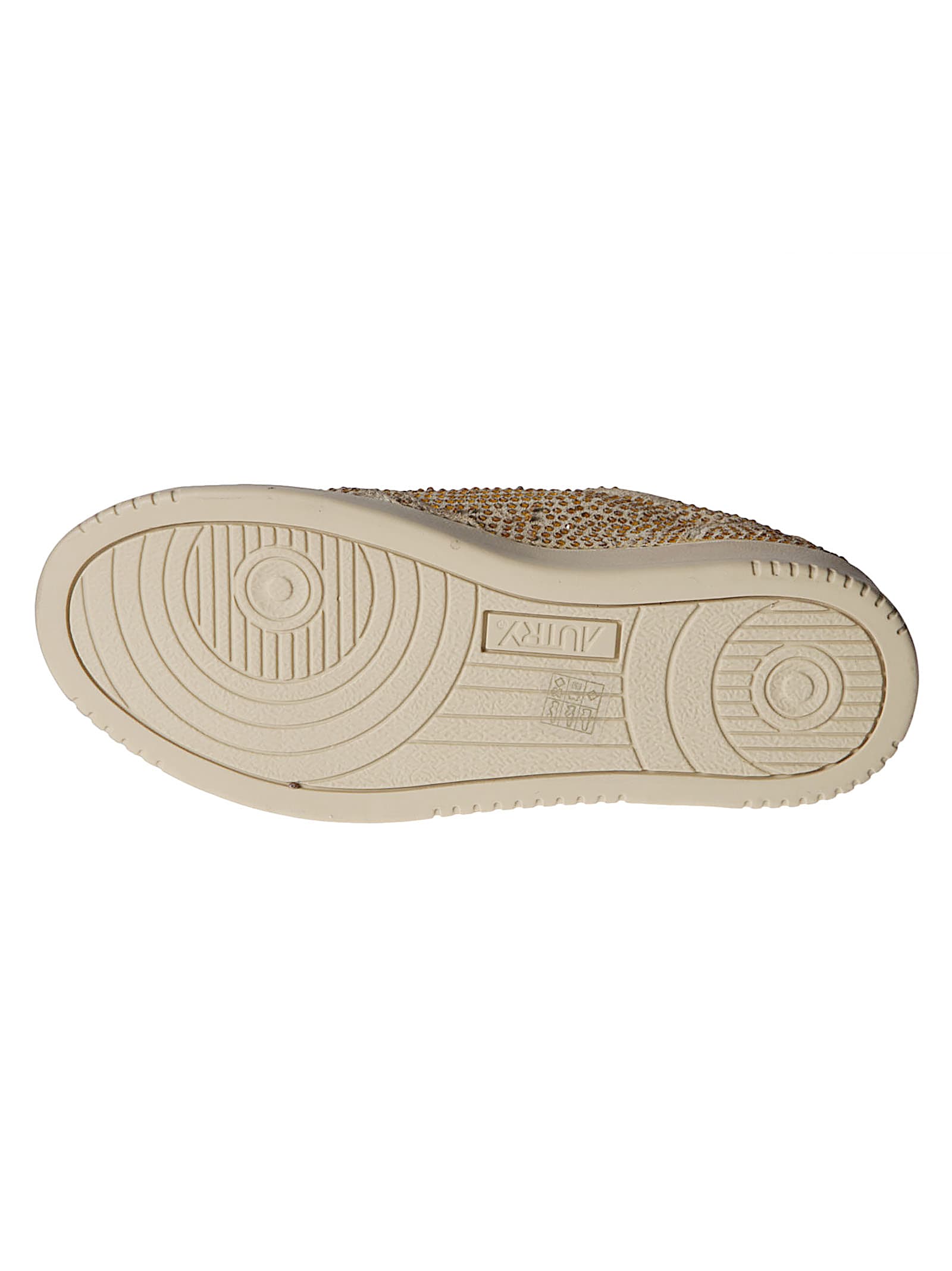 Autry Medalist Low Sneakers In Bronze Suede With Crystal Micro Rhinestones Shoes In Brown
