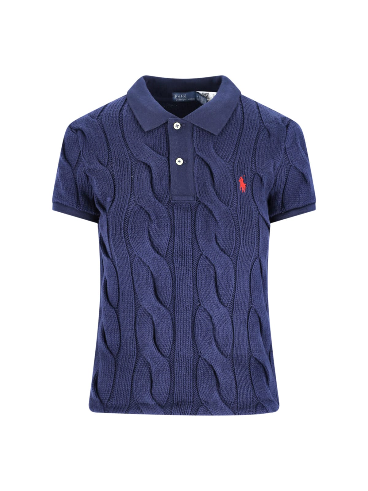 Polo Ralph Lauren Cable-knit Polo Shirt In Blue